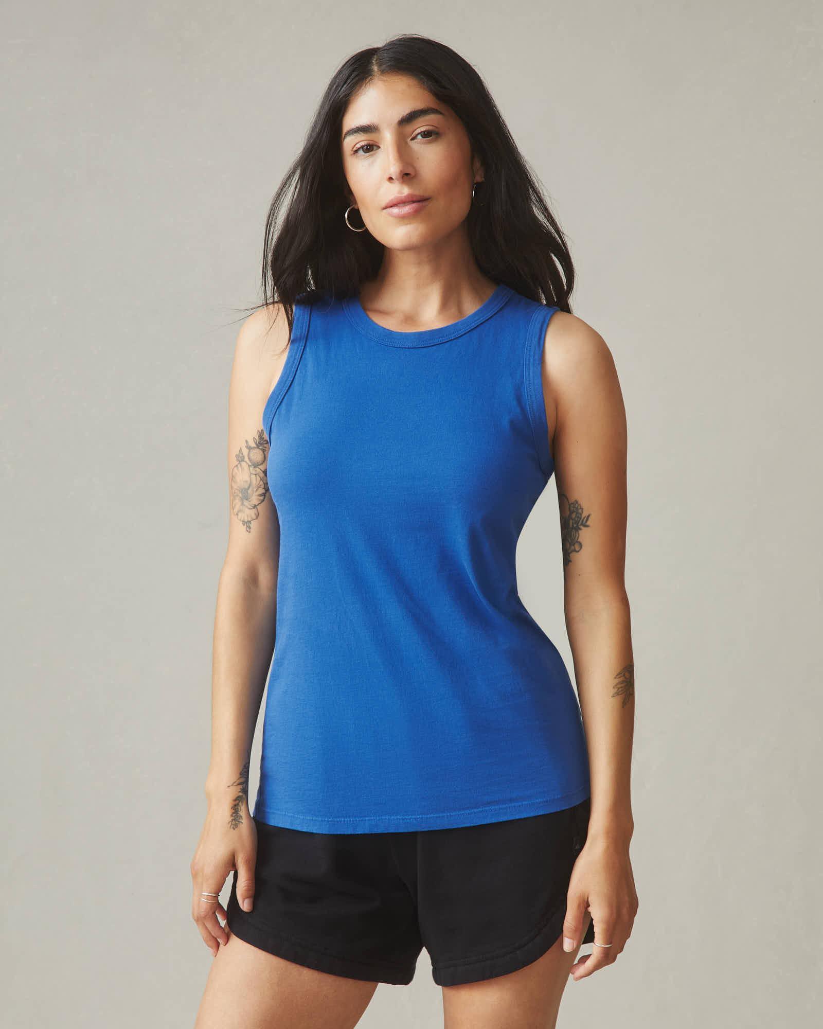 Women's Classic Cotton Muscle Tank - Blue Aura Product Image