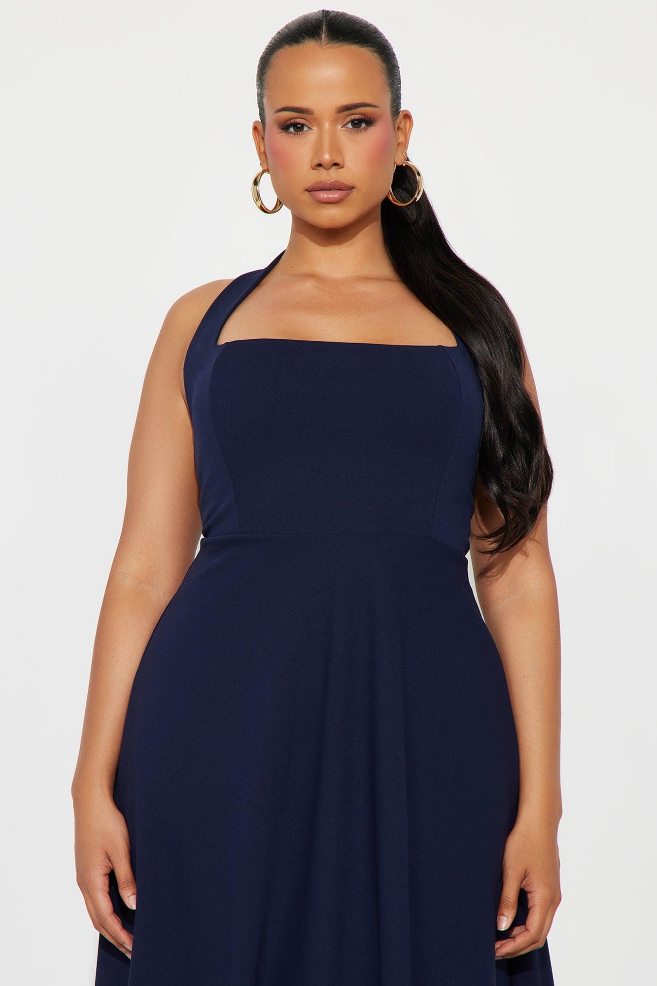 Alena Halter Midi Dress - Navy Product Image