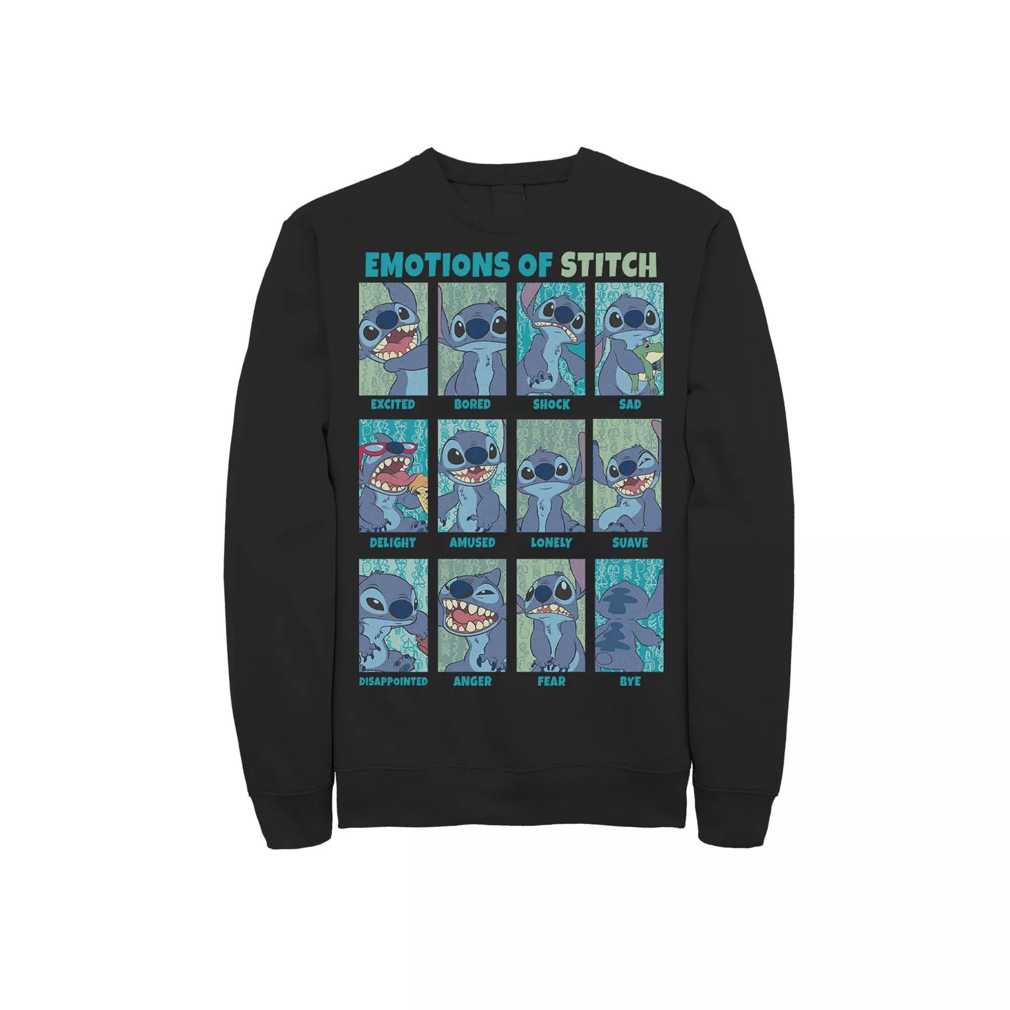 Disney's Lilo & Stitch Emotions Of Stitch Panel Grid Men's Sweatshirt, Size: Large, Black Product Image