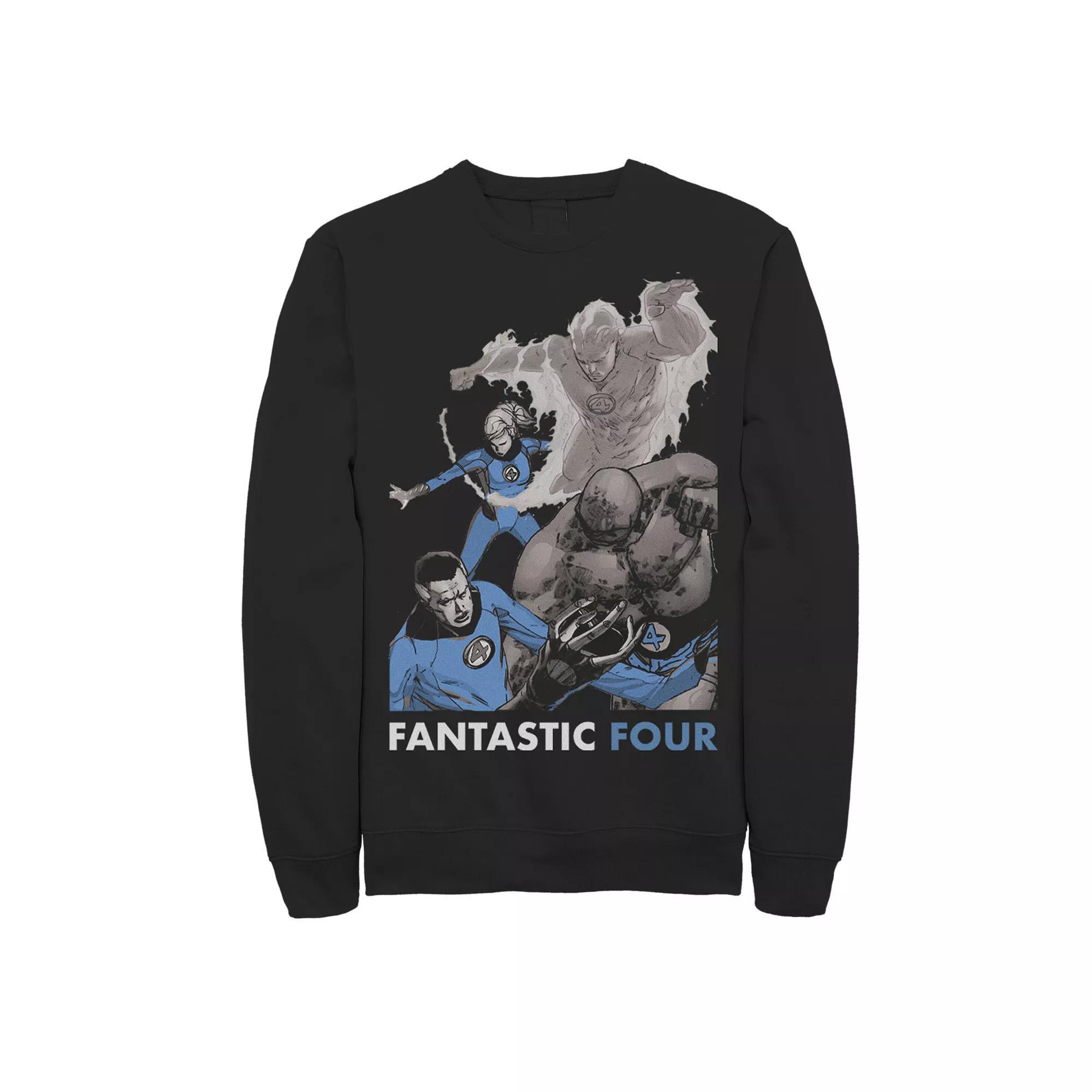 Men's Marvel Fantastic Four Group Shot Fight Mode Poster Sweatshirt, Size: Medium, Black Product Image