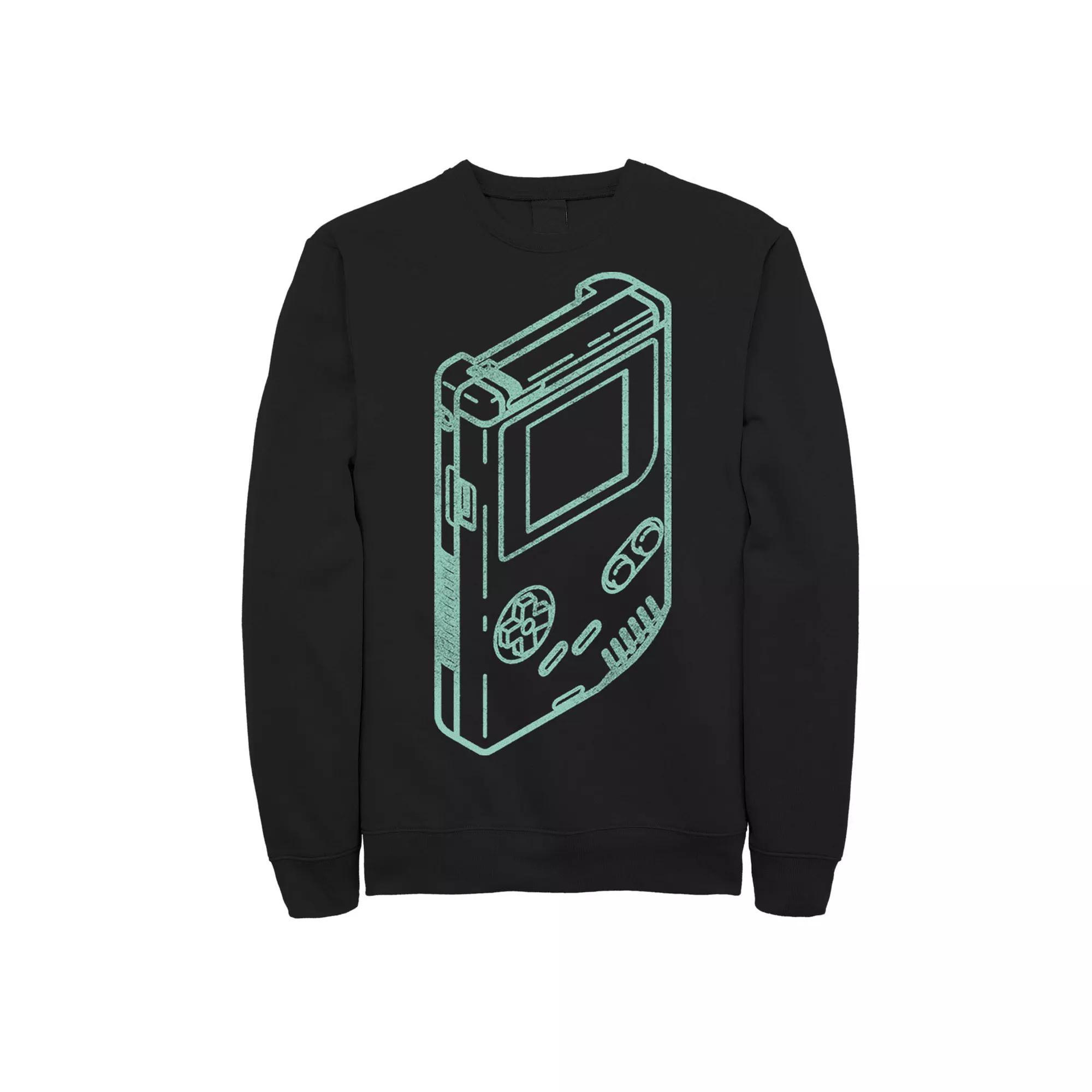 Big & Tall Super Mario Gameboy Line Art Portrait Graphic Fleece Pullover, Men's, Size: XXL Tall, Black Product Image