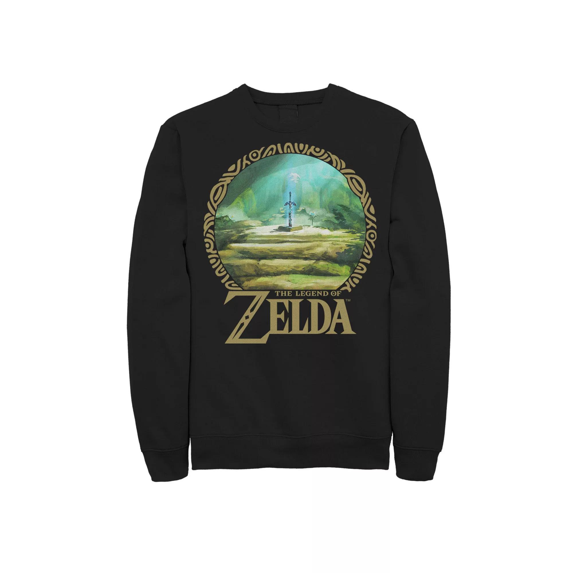 Men's Zelda Korok Forest Circle Portrait Fleece, Size: 3XL, Black Product Image
