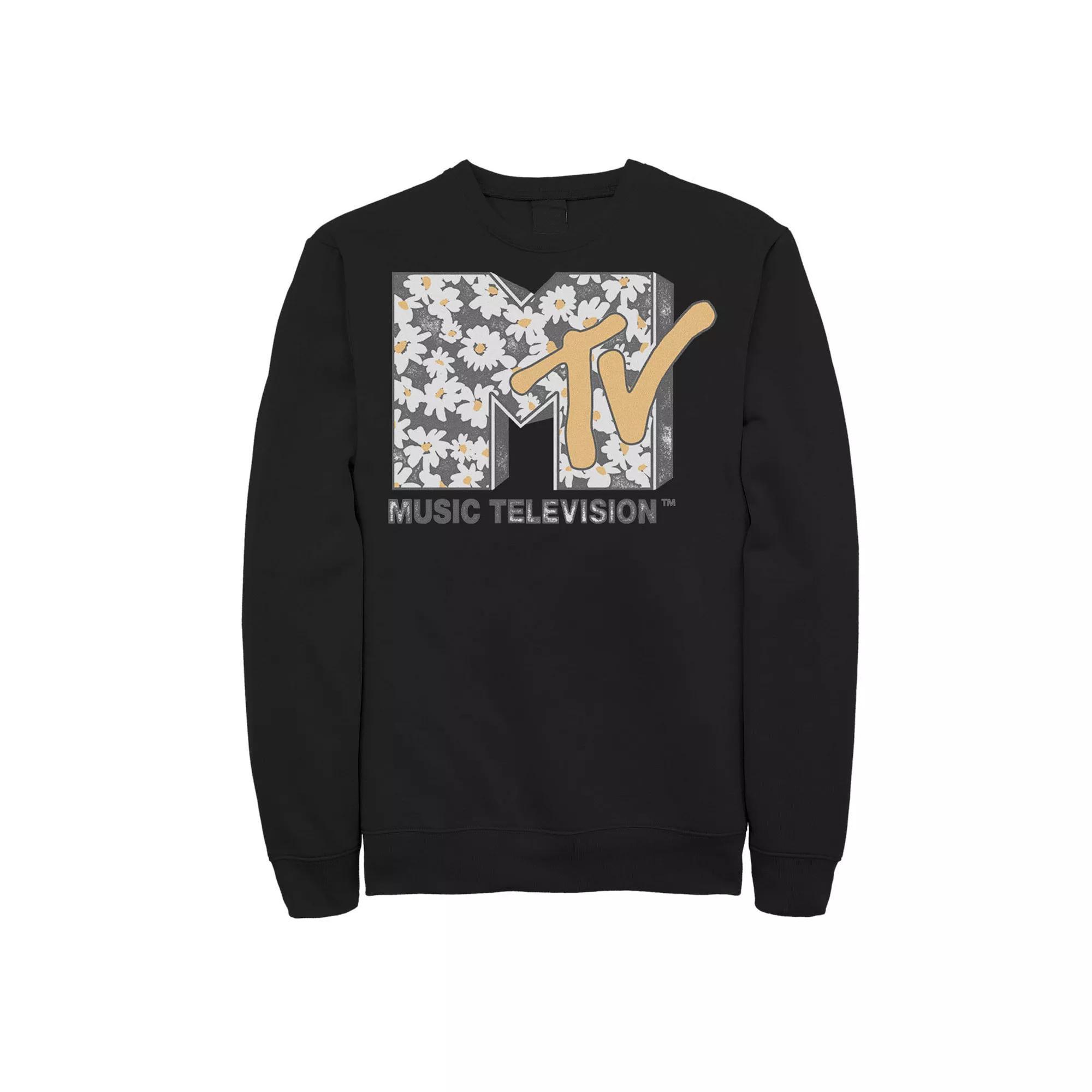 Big & Tall MTV Daisy Flowers Logo Graphic Fleece Pullover, Men's, Size: XXL Tall, Black Product Image