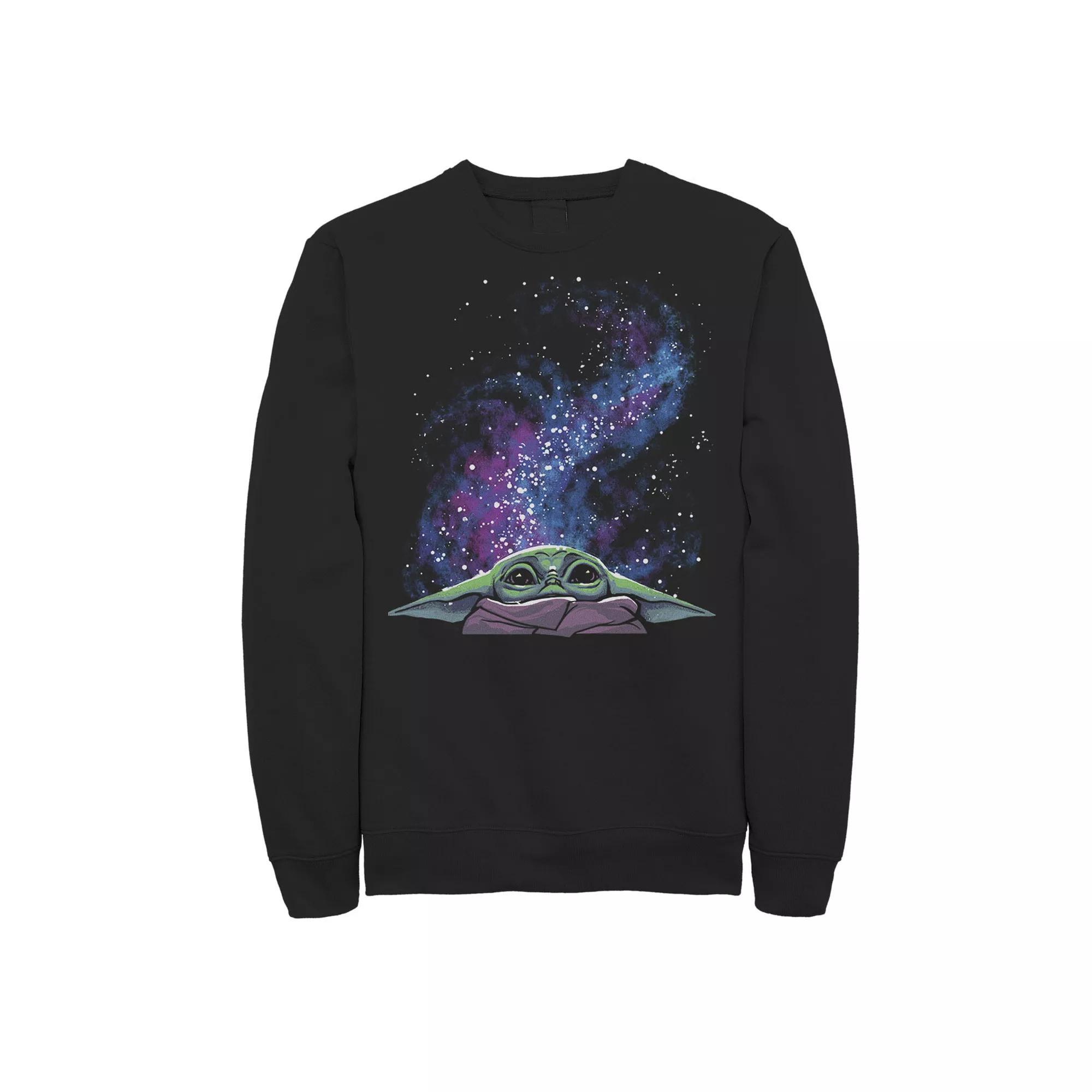 Men's Star Wars: The Mandalorian The Child Galaxy Big Face Sweatshirt, Size: XL, Black Product Image