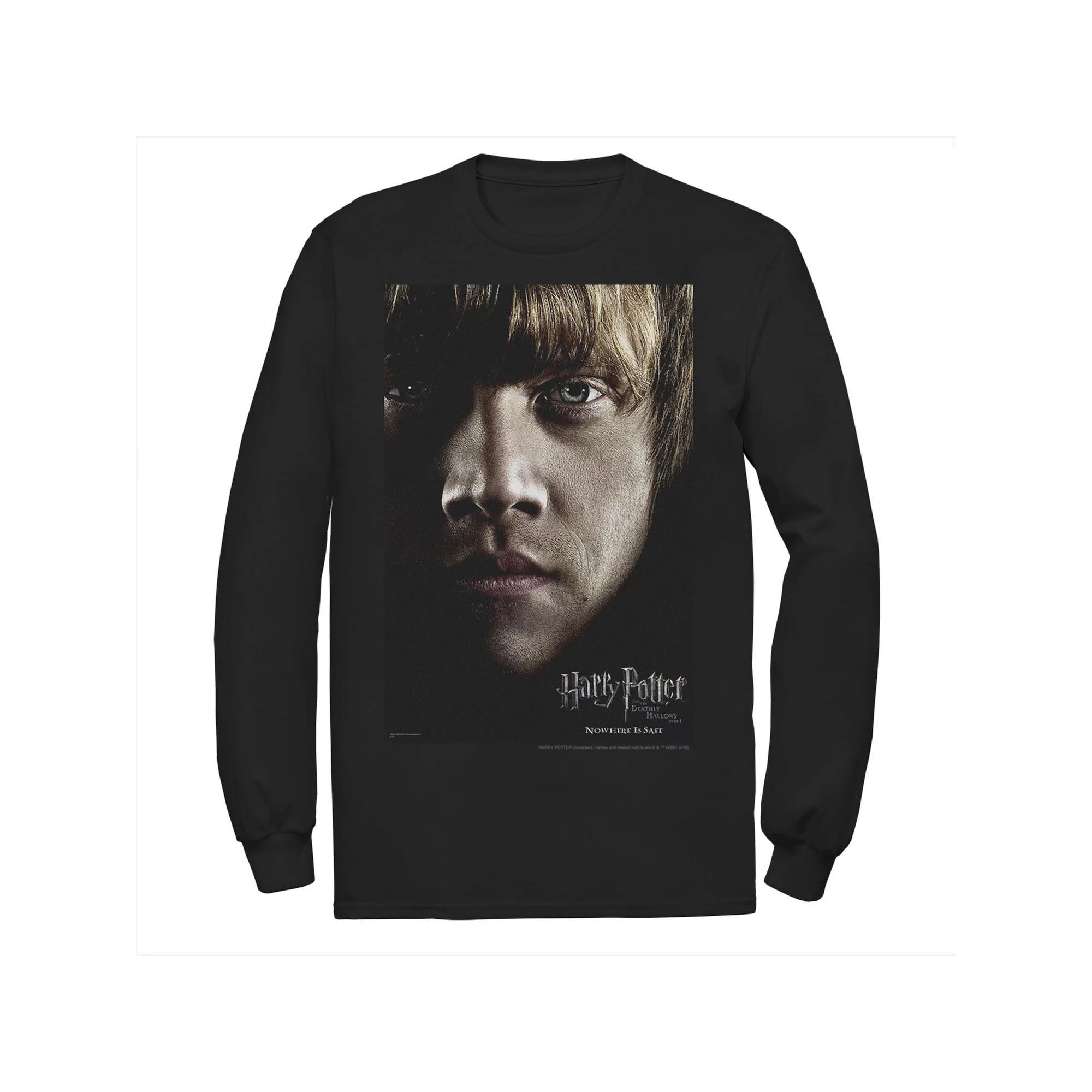 Mens Harry Potter Deathly Hallows Ron Character Poster Long Sleeve Graphic Tee Product Image