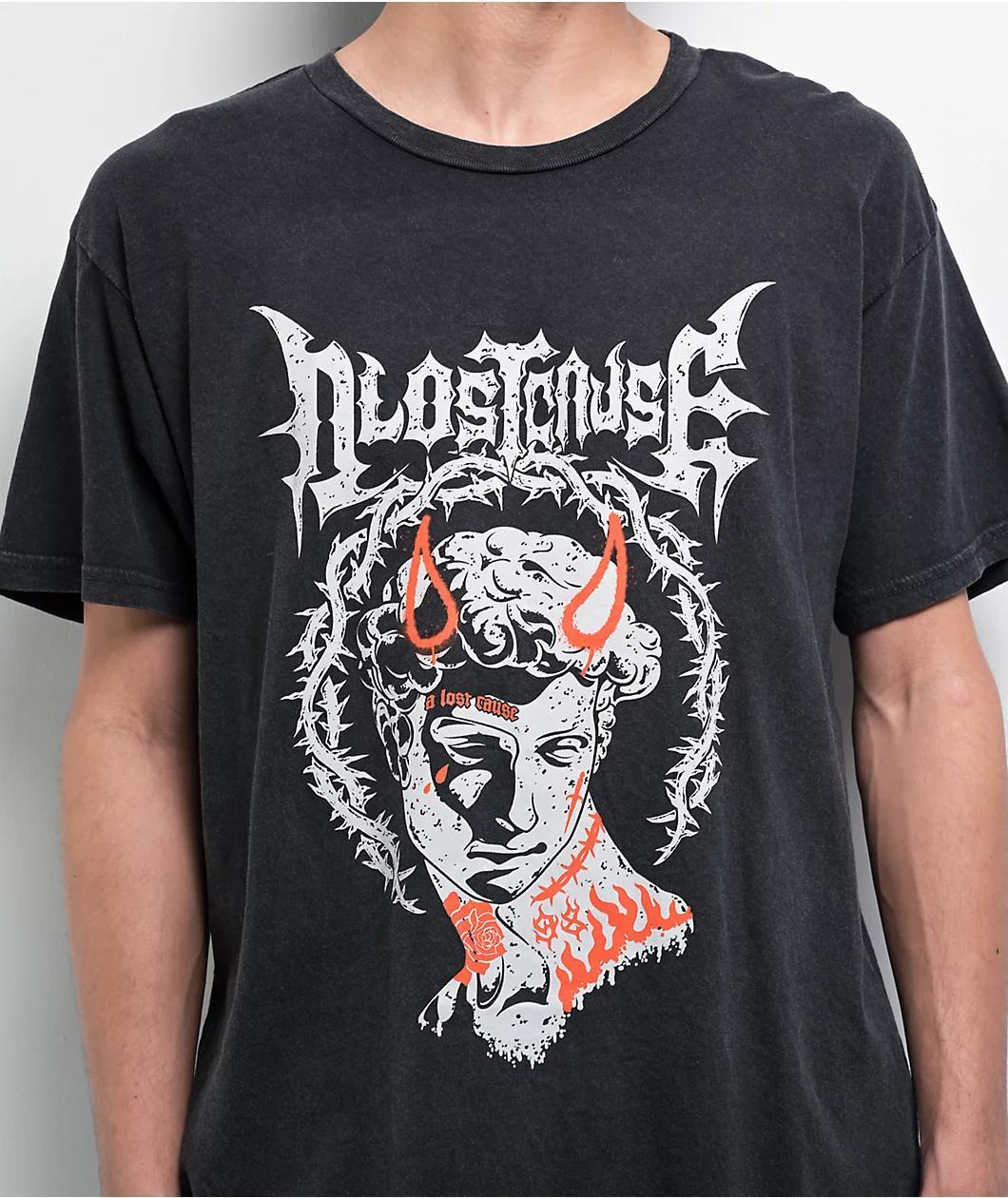 A Lost Cause Statue Vintage Wash Black T-Shirt Product Image