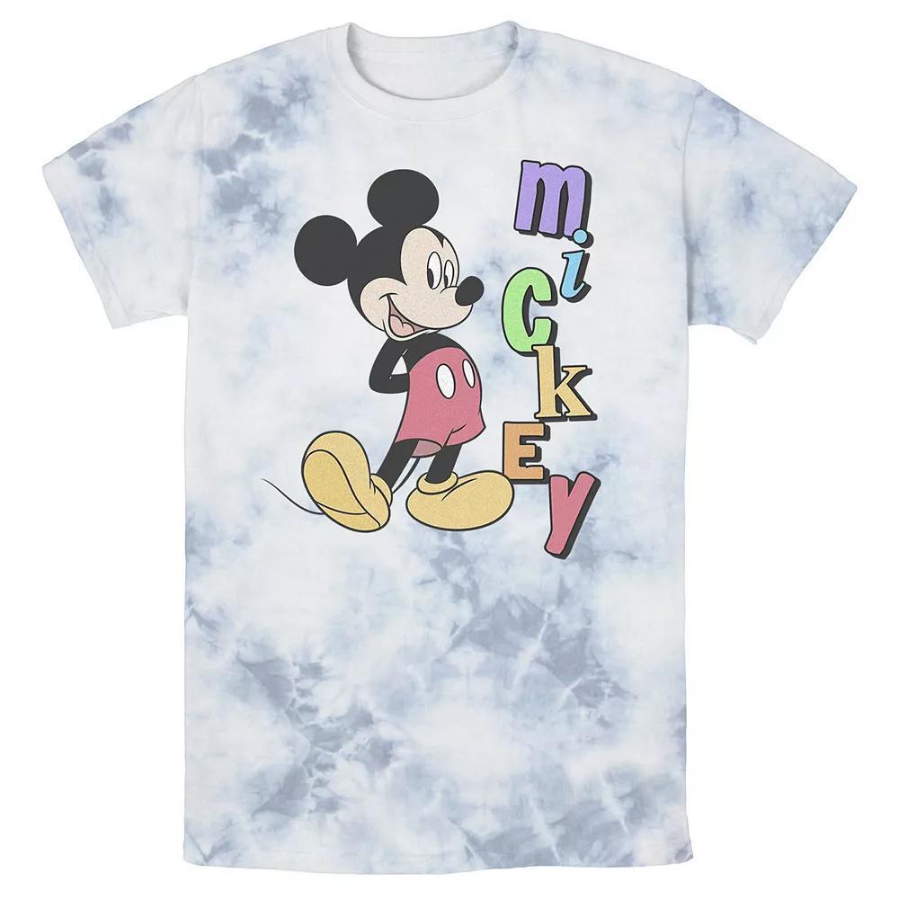 Mens Disney Mickey Standing Vertical Rainbow Name Bomabrd Wash Tee Product Image