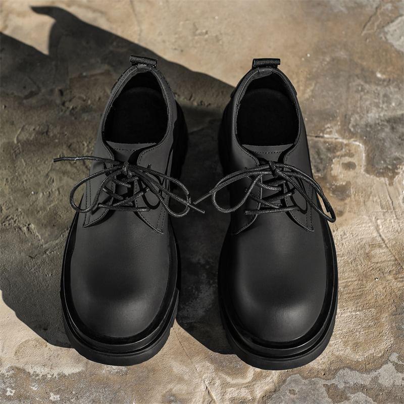 Faux Leather Lace-Up Oxford Shoes Product Image