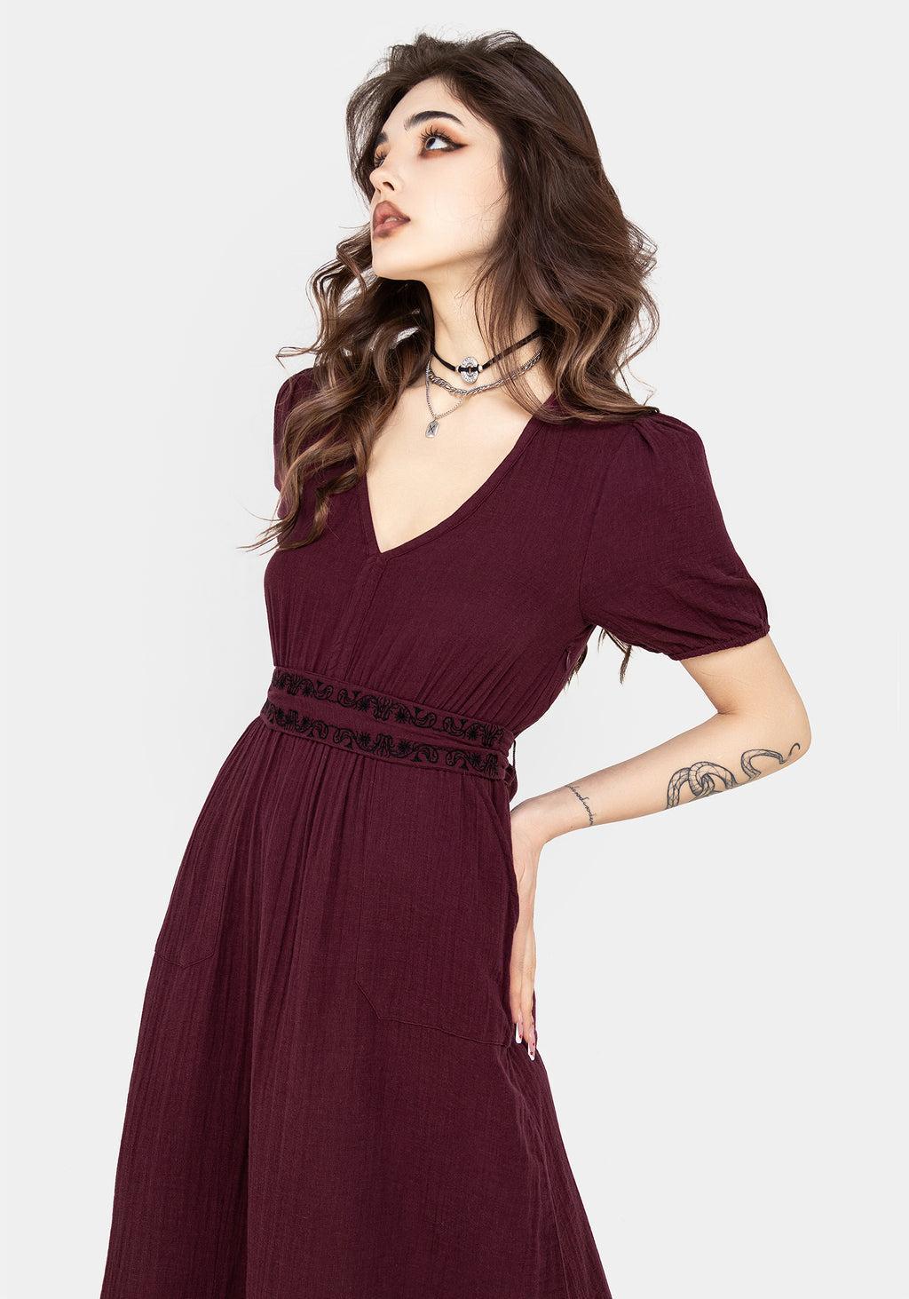 Poultice Embroidered Cotton Midi Dress Product Image