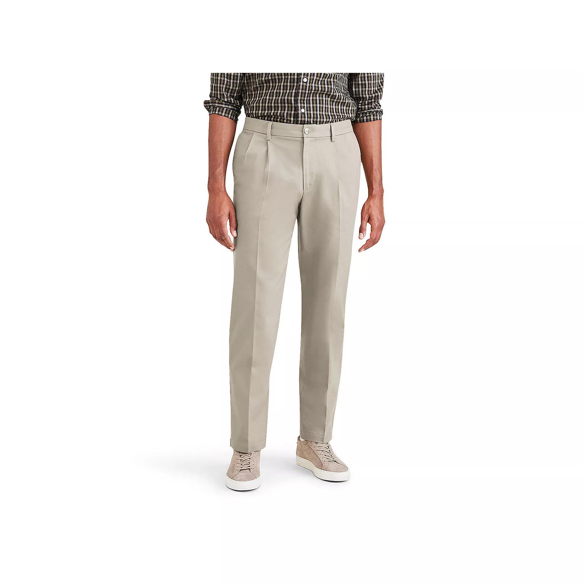 Mens Dockers Signature Iron Free Stain Defender Classic-Fit Khaki Pleated Pants Product Image