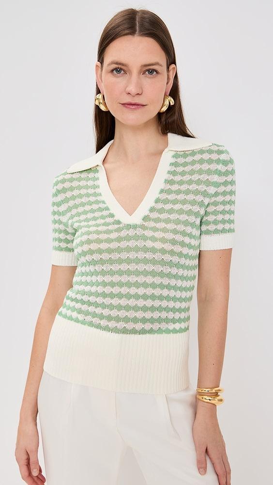 Zimmermann Everley Scallop Knit Polo Tee | Shopbop Product Image
