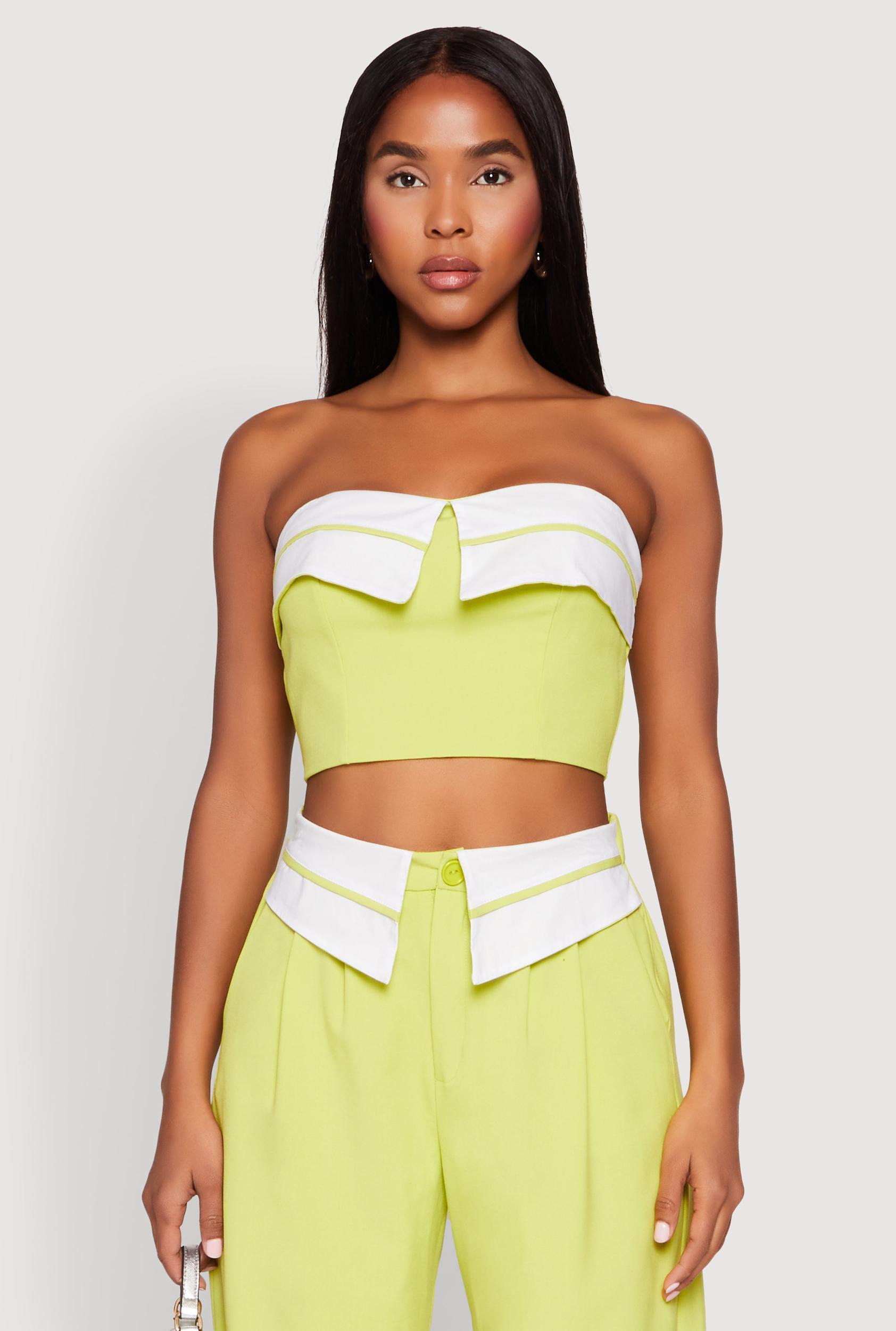 Womens Contrast Trim Fold Over Crop Top Product Image