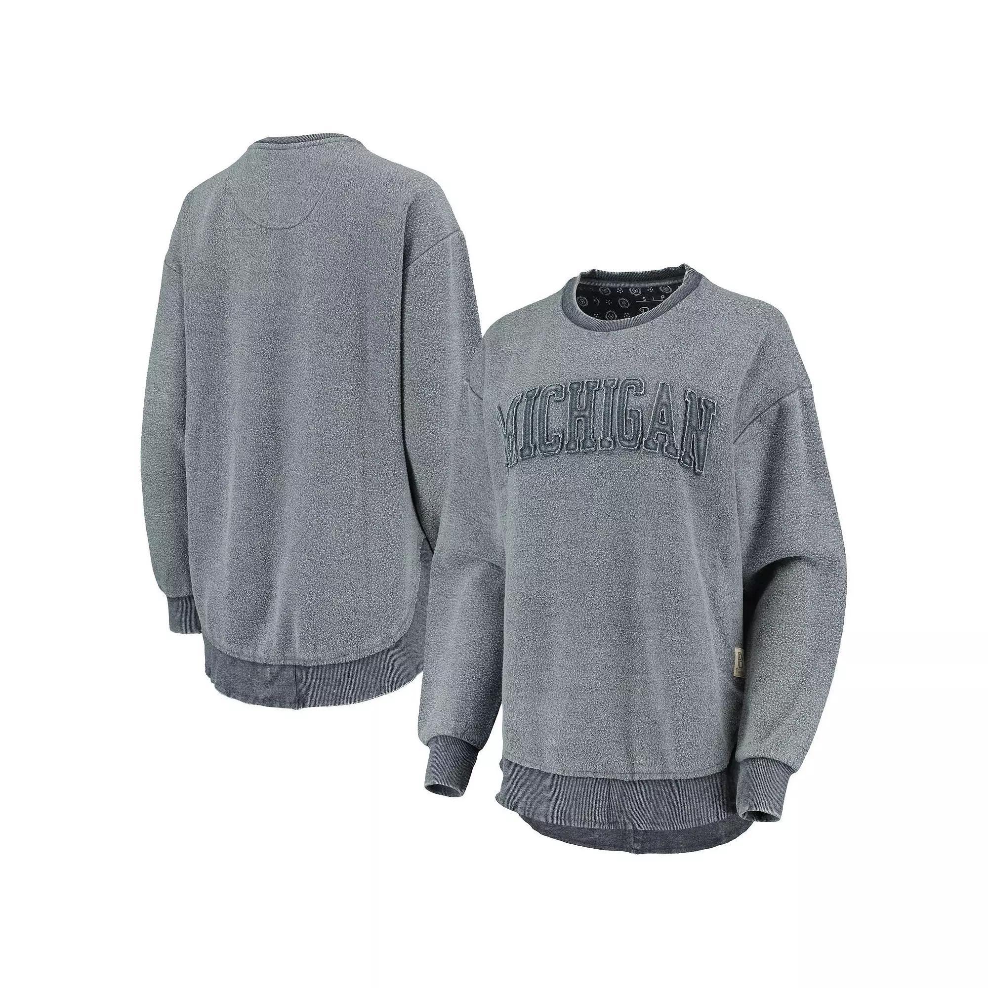 Womens Pressbox Michigan Wolverines Ponchoville Pullover Sweatshirt Blue Product Image
