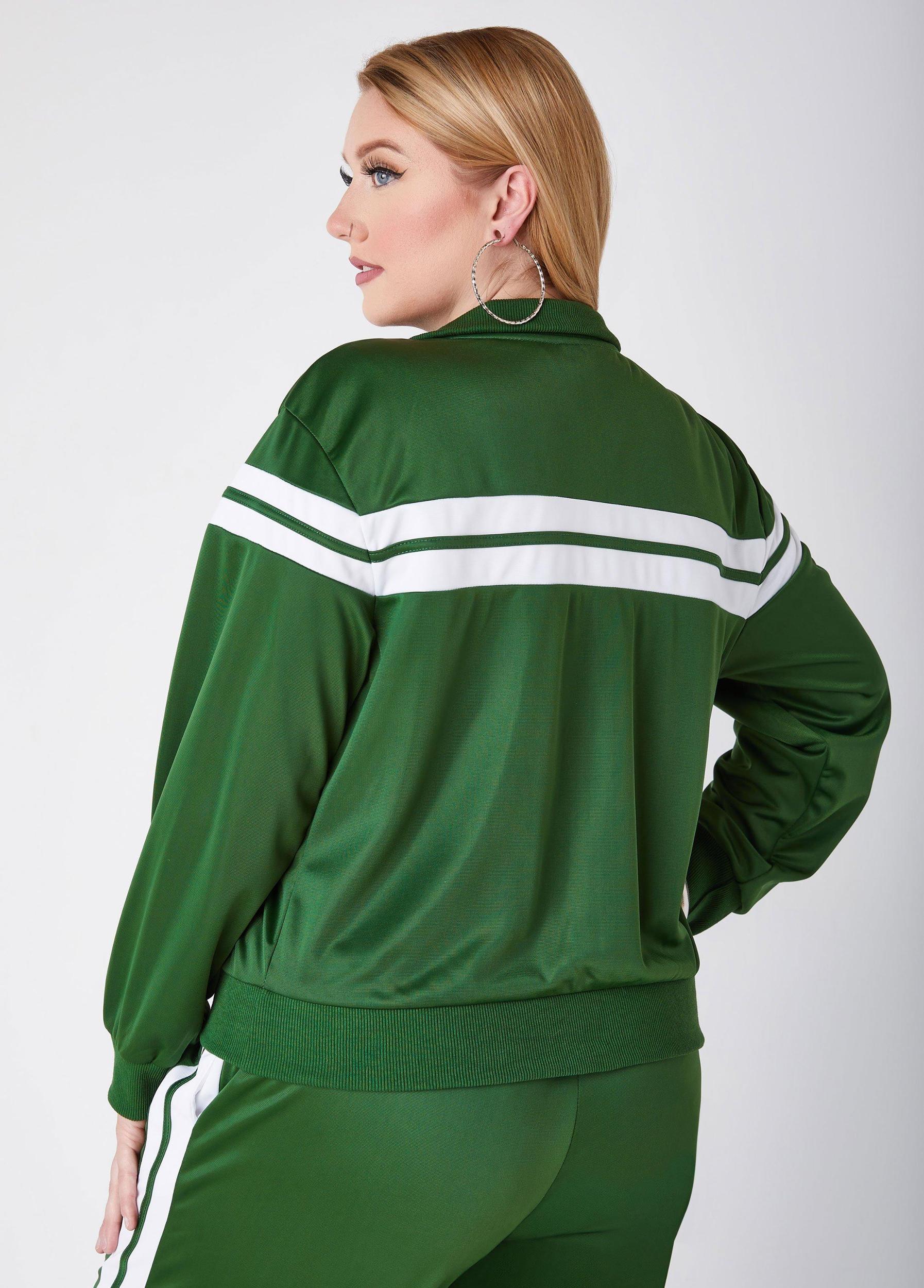 Plus Size Zip Front Striped Track Jacket Ashley Stewart Product Image