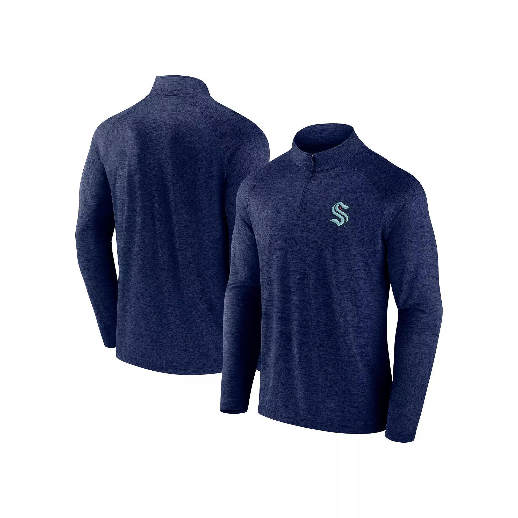 Men's Fanatics Navy Atlanta Braves Head-to-Head Raglan Quarter-Zip Jacket, Size: Medium, Blue Product Image