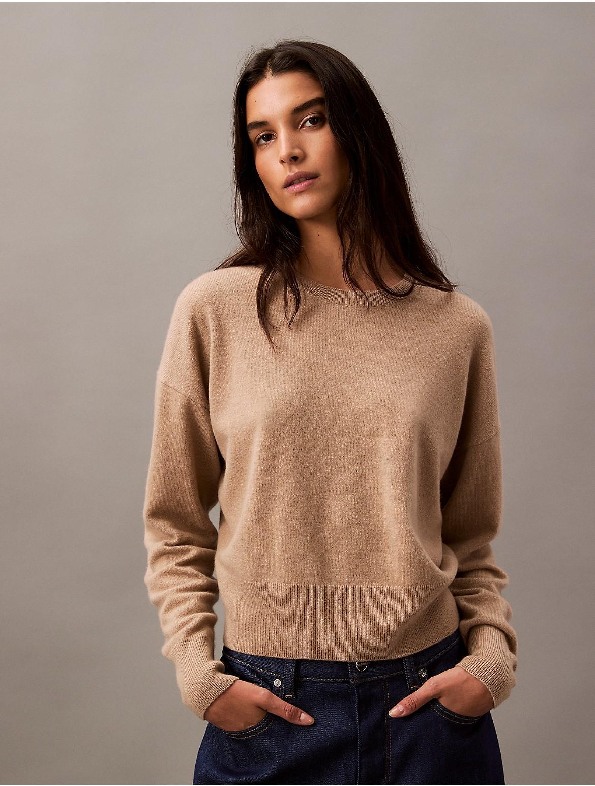 Calvin Klein Women's Cashmere Crewneck Sweater - Blue - S Product Image