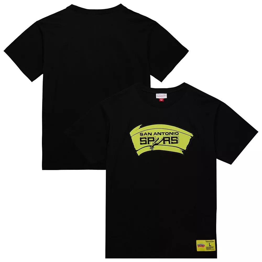 Men's Mitchell & Ness Black San Antonio Spurs Hardwood Classics Neon Nights Premium T-Shirt, Size: 3XL Product Image
