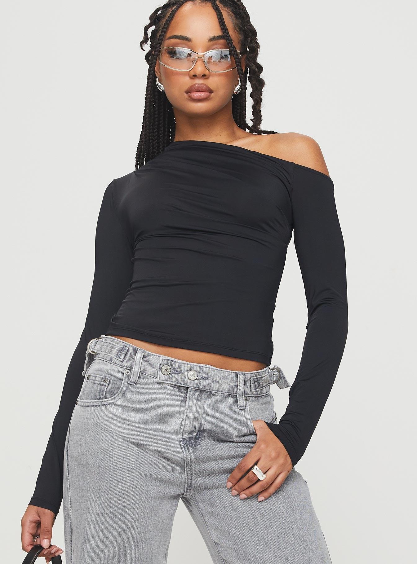 Lasharie Long Sleeve Top Black Product Image