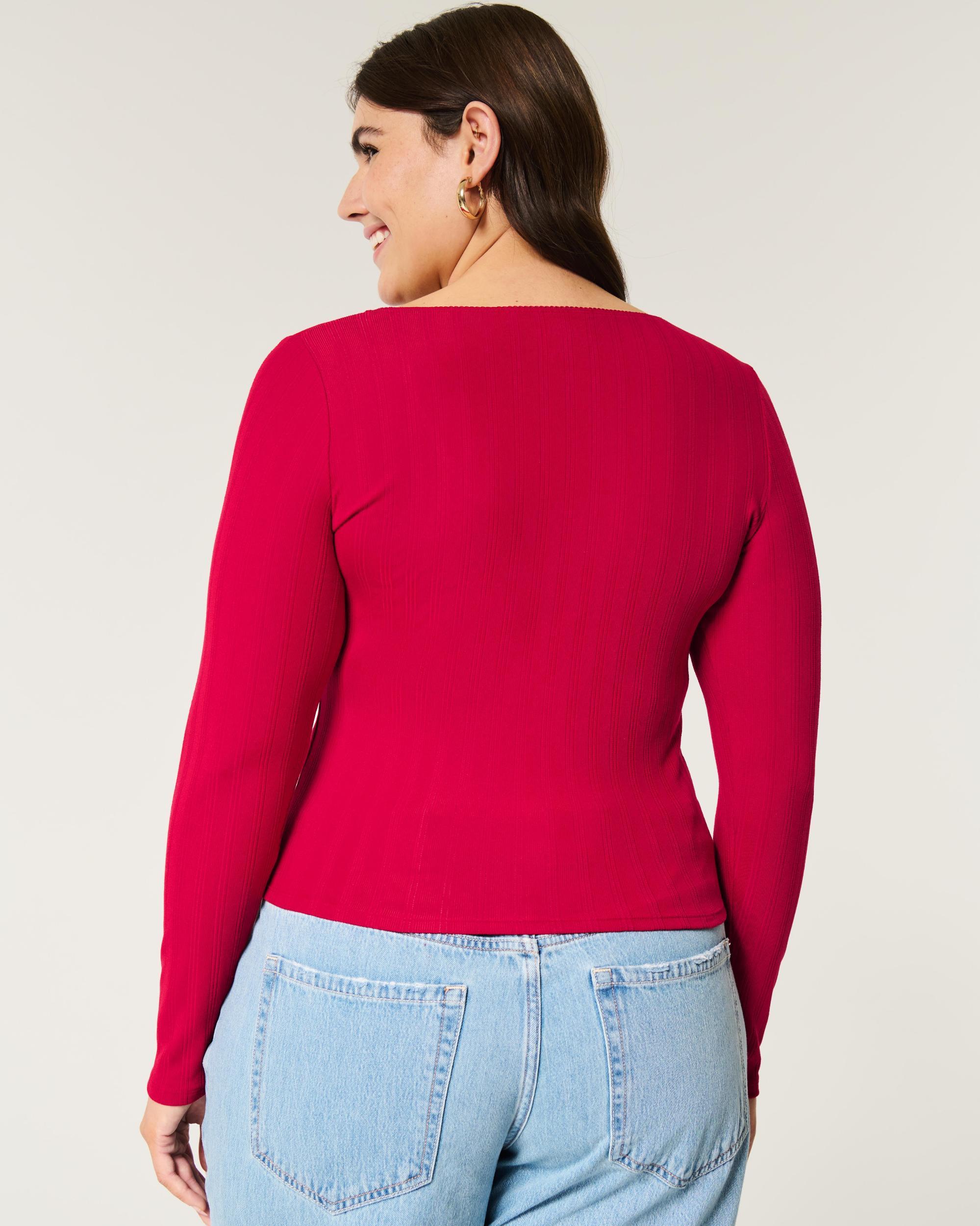 Pointelle Seamless Fabric Scoop Top Product Image