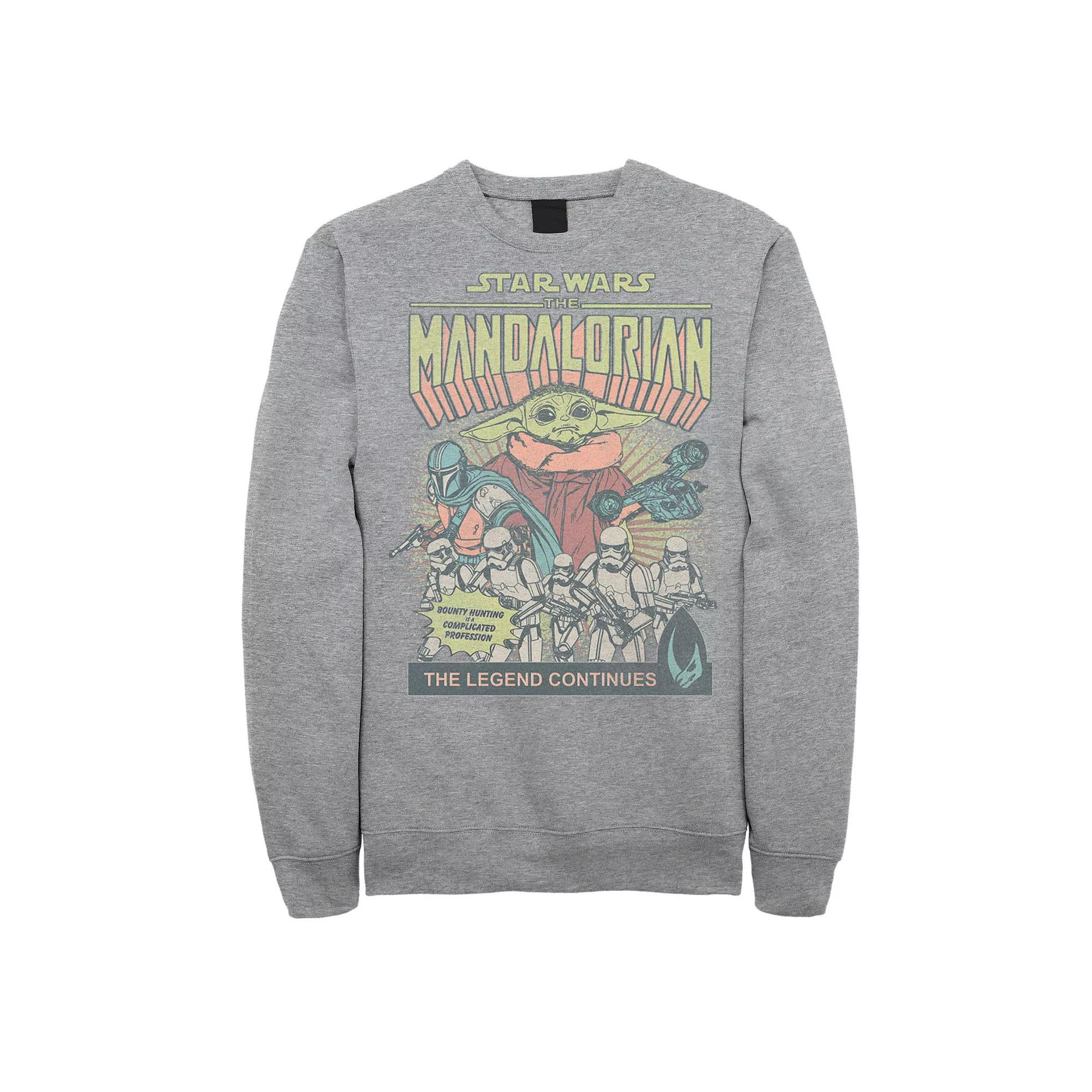 Mens The Mandalorian Comic-book Style Cover Graphic Fleece Athletic Grey Product Image