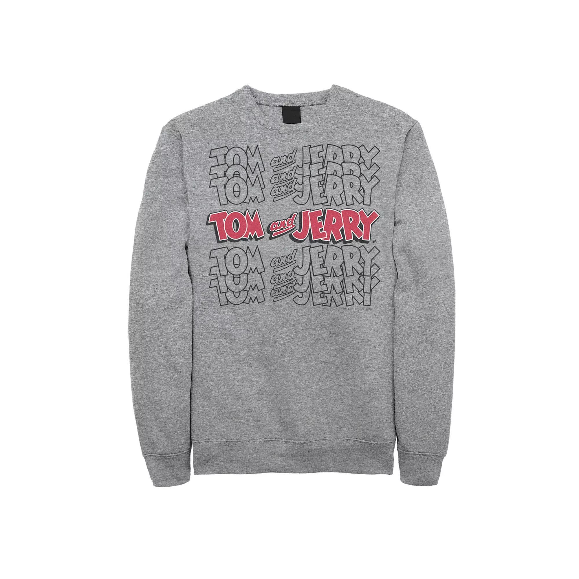 Mens Tom And Jerry Logo Stack Sweatshirt, Men's, Size: XXL, Athletic Grey Product Image