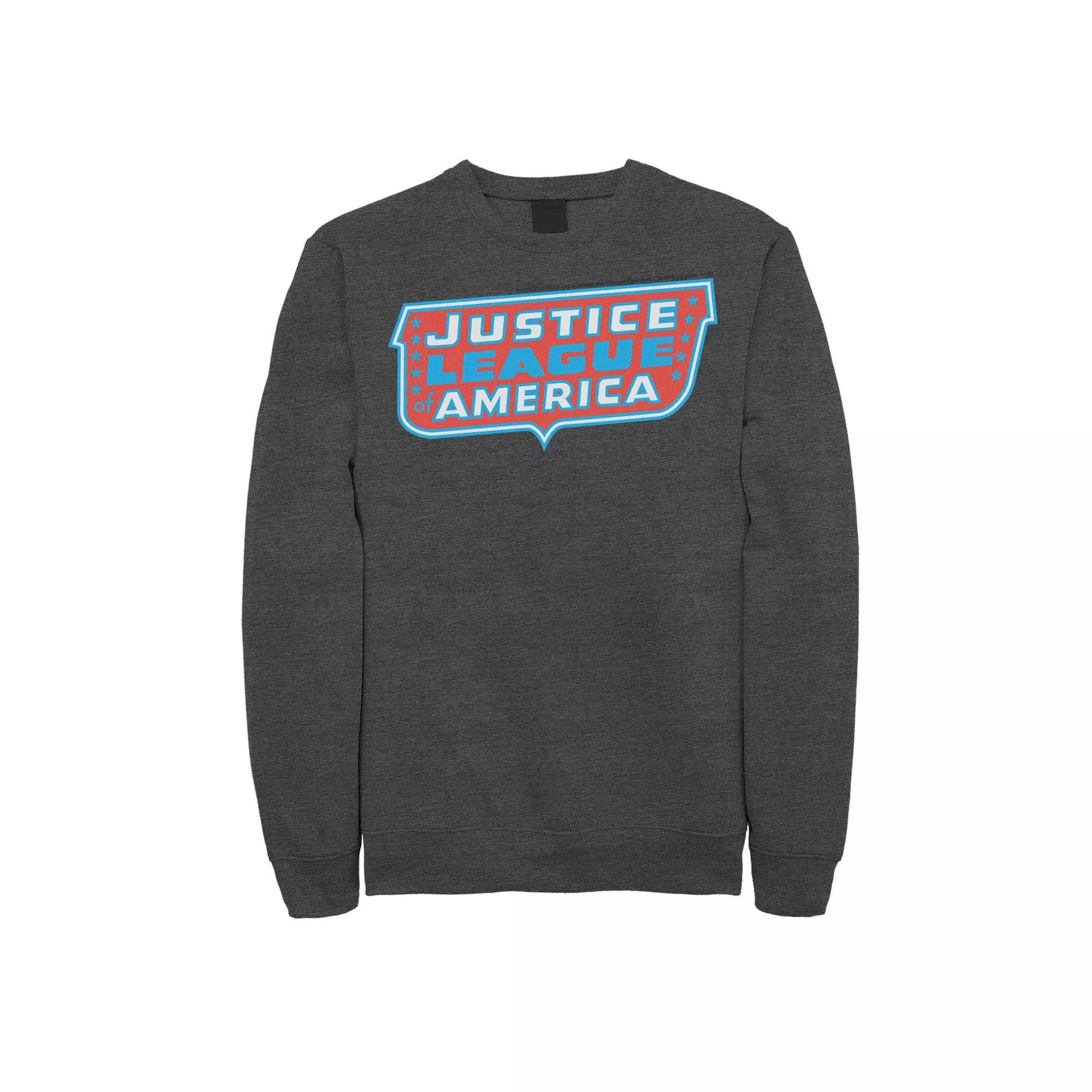 Men's DC Comics Justice League Of America Text Poster Logo Sweatshirt, Size: XXL, Athletic Grey Product Image