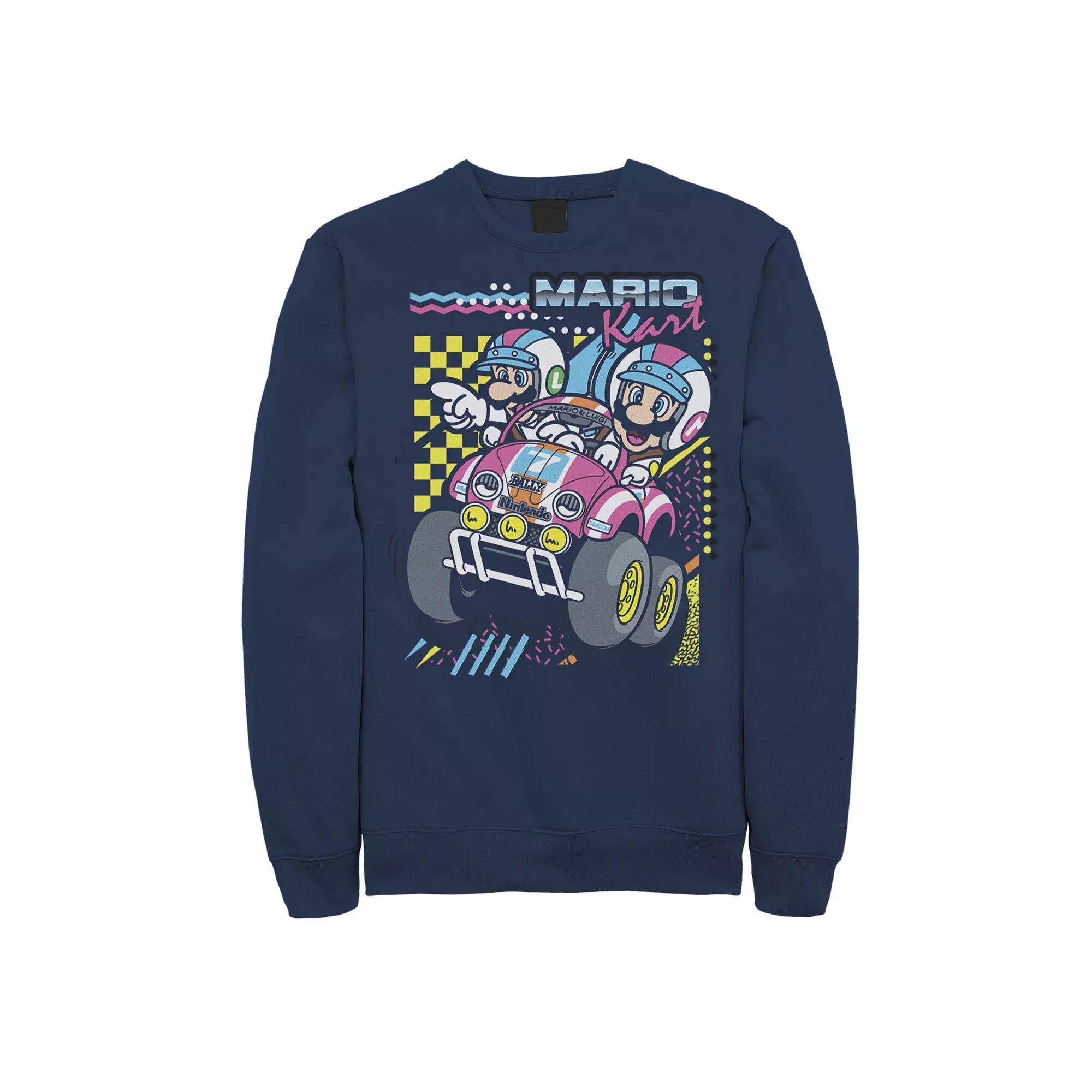 Men's Nintendo Mario Kart Mario Luigi Darting Sweatshirt, Size: XL, Blue Product Image