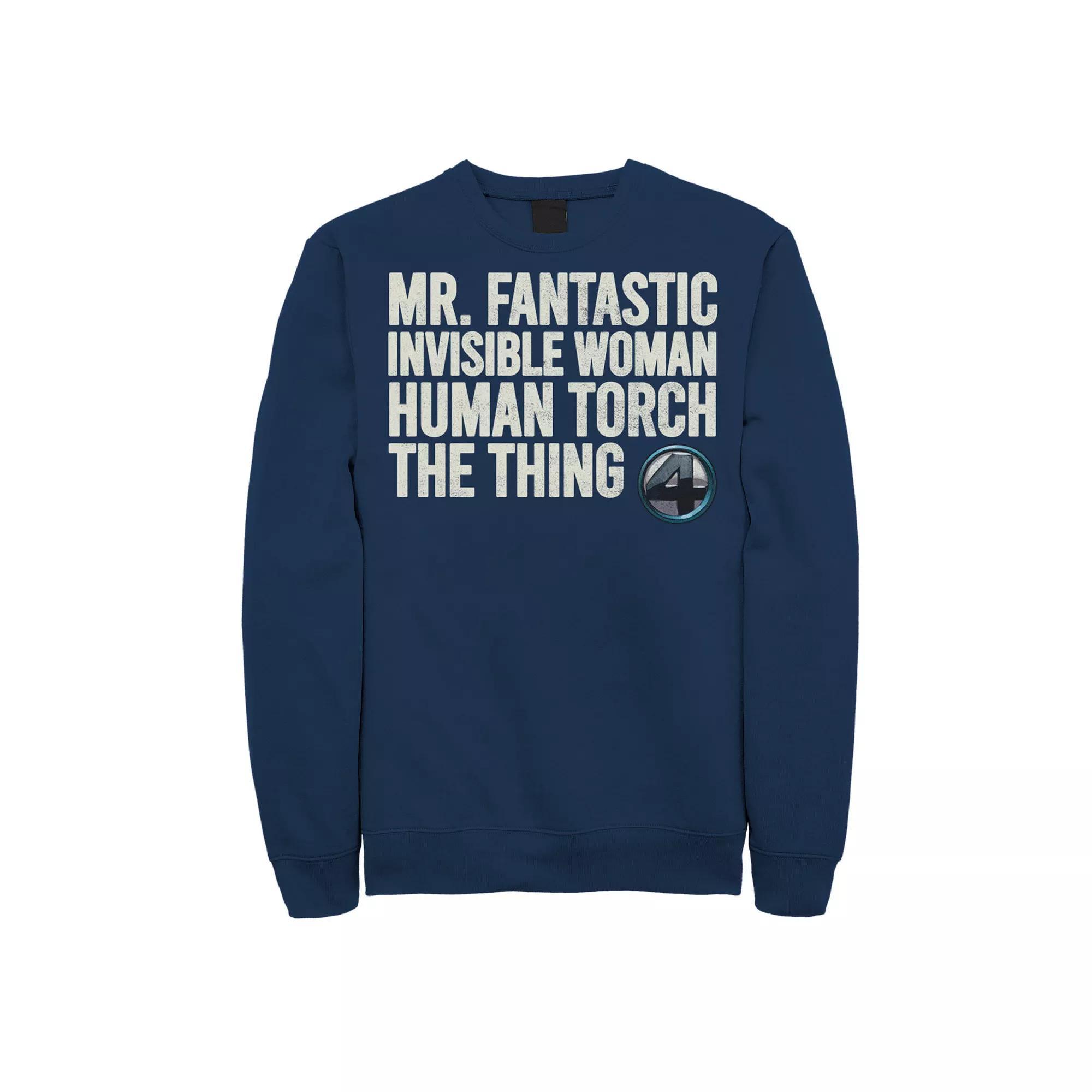 Men's Marvel Fantastic Four Team Name Stack Sweatshirt, Size: 3XL, Blue Product Image