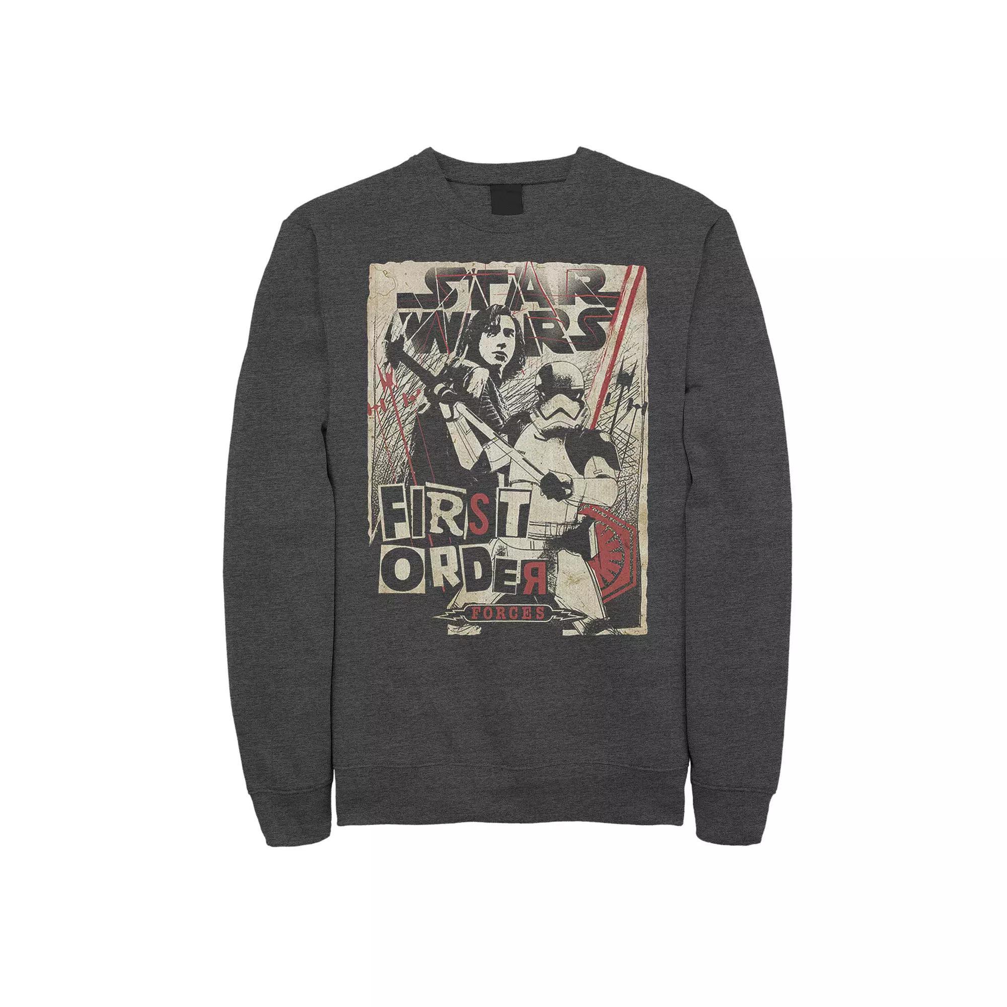 Men's Star Wars Last Jedi First Order Cutout Poster Sweatshirt, Size: Medium, Grey Heather Product Image