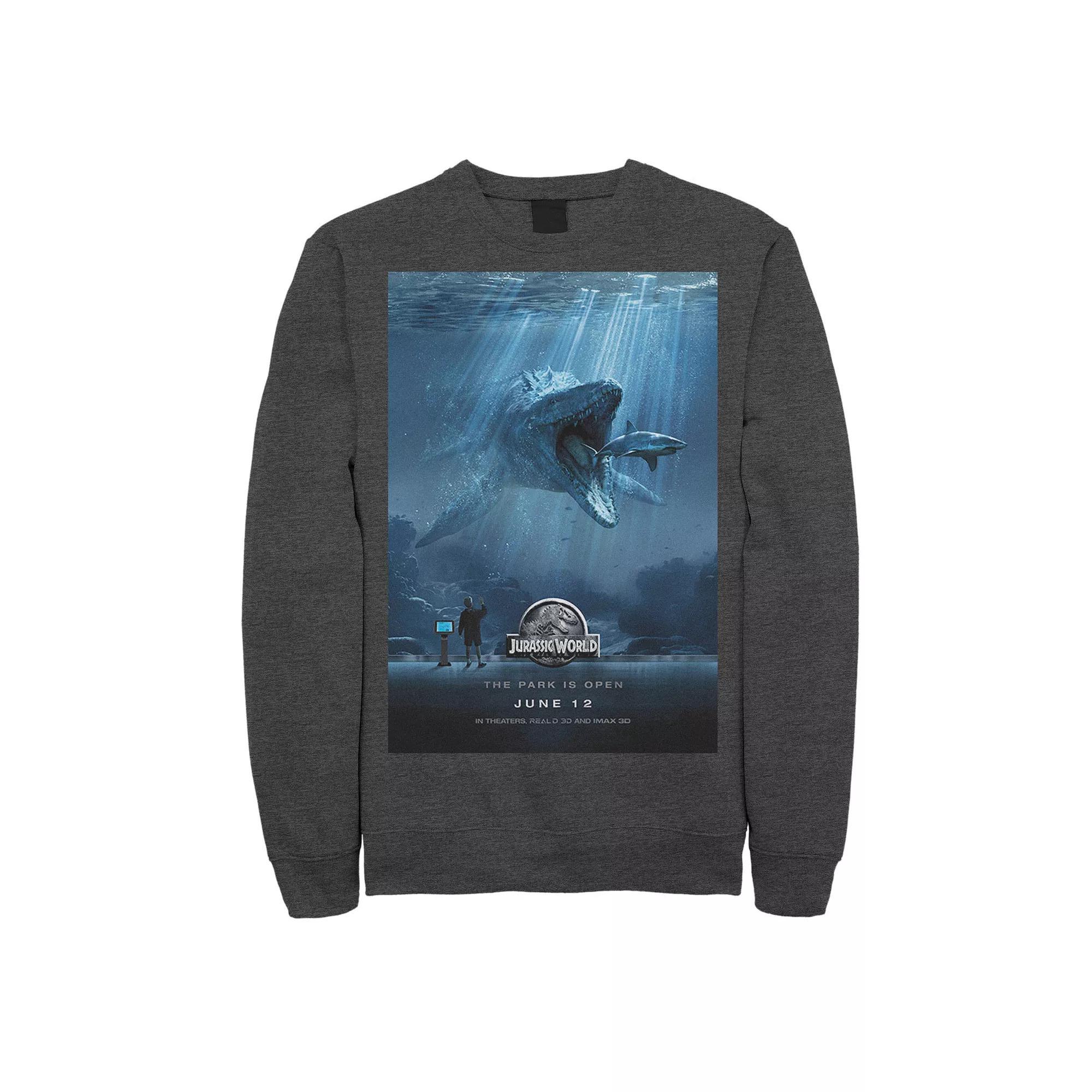 Men's Jurassic World Mosasaurus Movie Poster Sweatshirt, Size: Small, Grey Heather Product Image