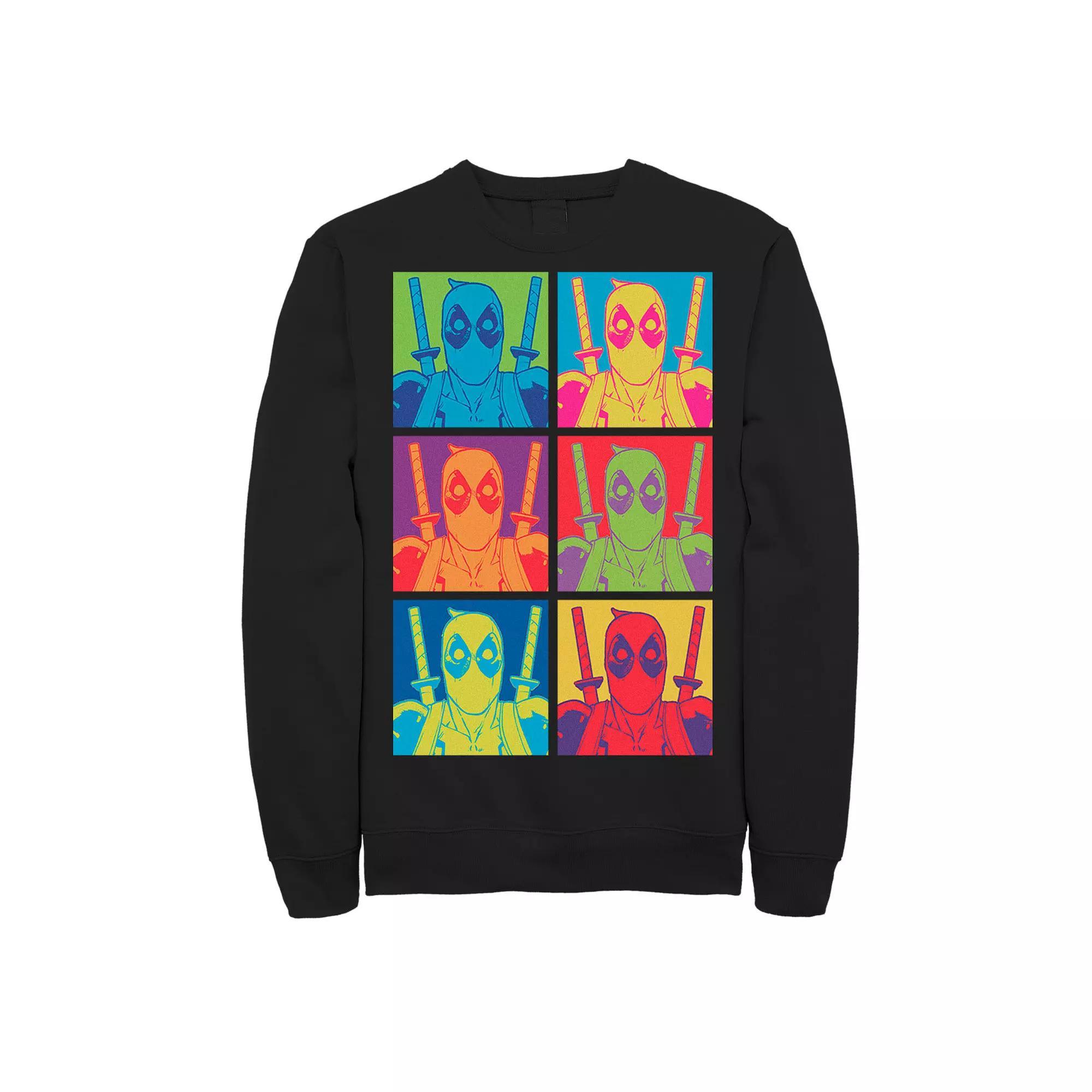 Men's Marvel Deadpool Color Box Up Repeat Sweatshirt, Size: Large, Black Product Image