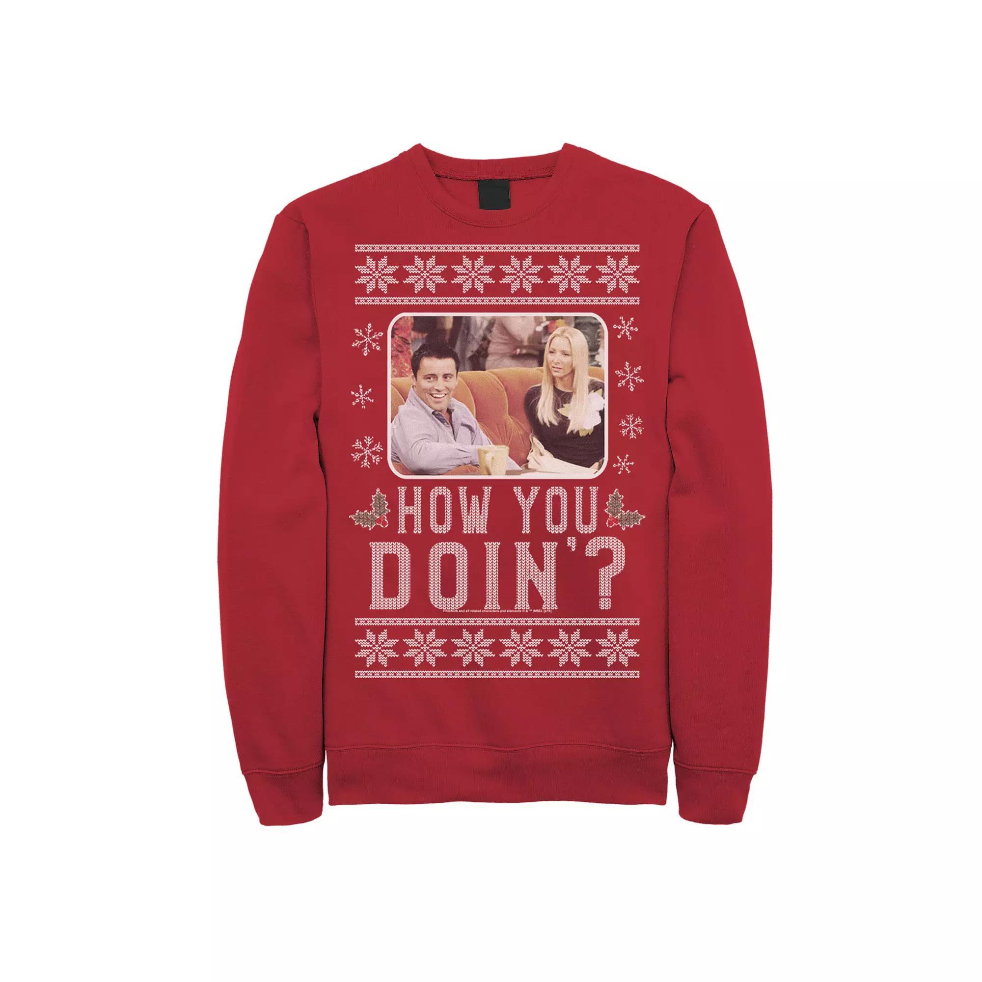 Disney's Mickey and Friends Christmas Plaid Mickey Grandpa Men's Sweatshirt, Size: Large, Red Product Image