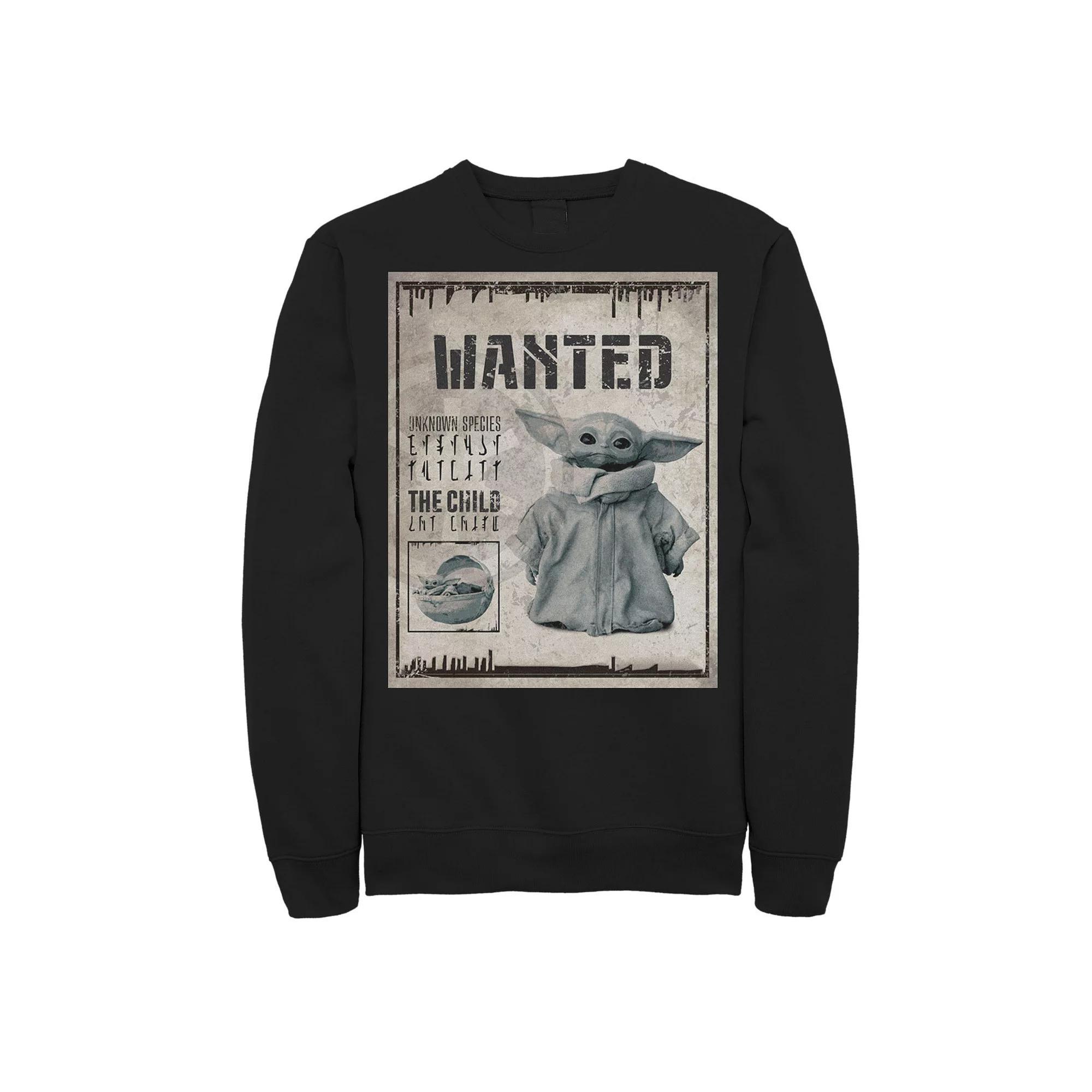 Mens Star Wars The Mandalorian The Child Aka Baby Yoda Wanted Poster Sweatshirt Blue Product Image