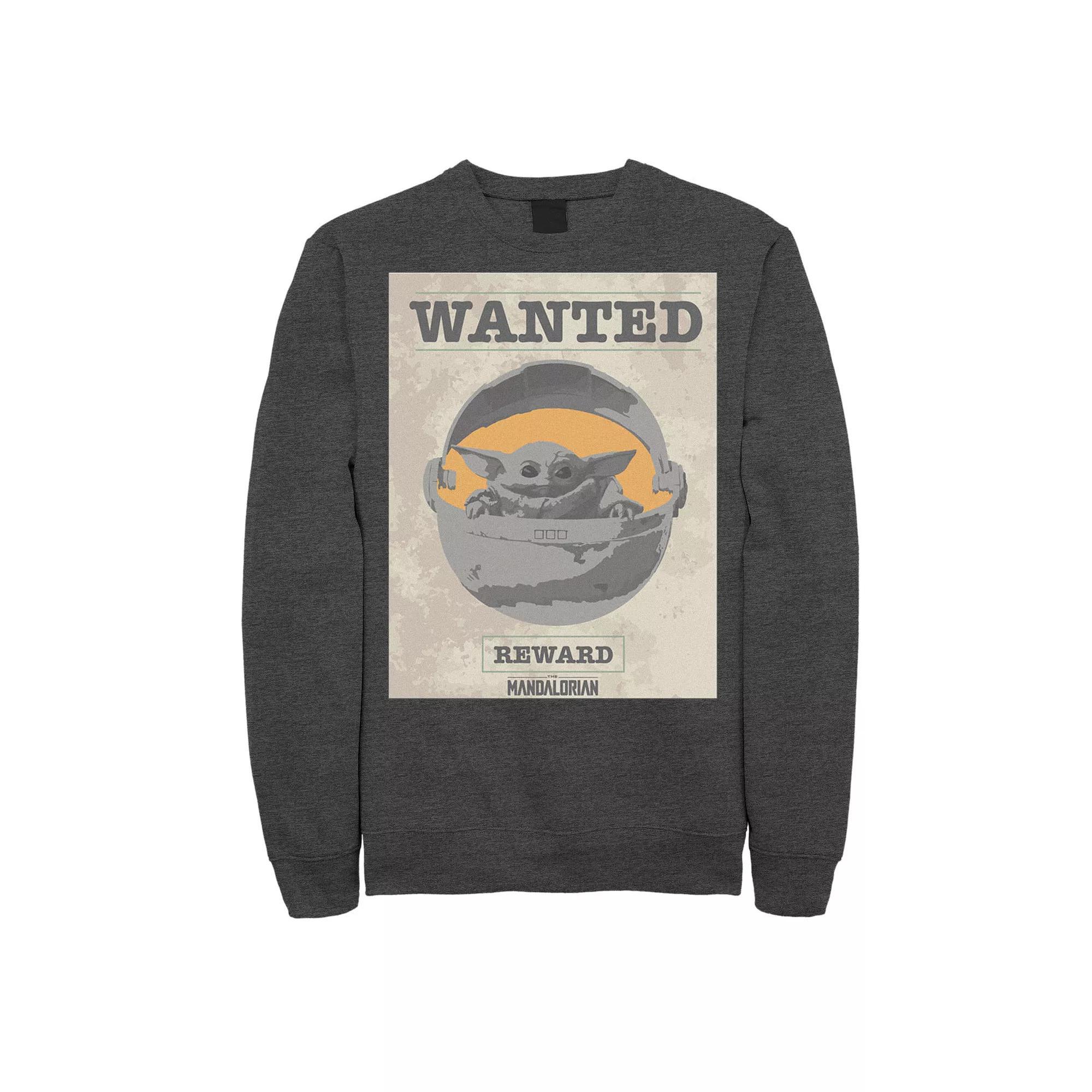 Men's Star Wars The Mandalorian The Child Wanted Poster Sweatshirt, Size: XL, Black Product Image