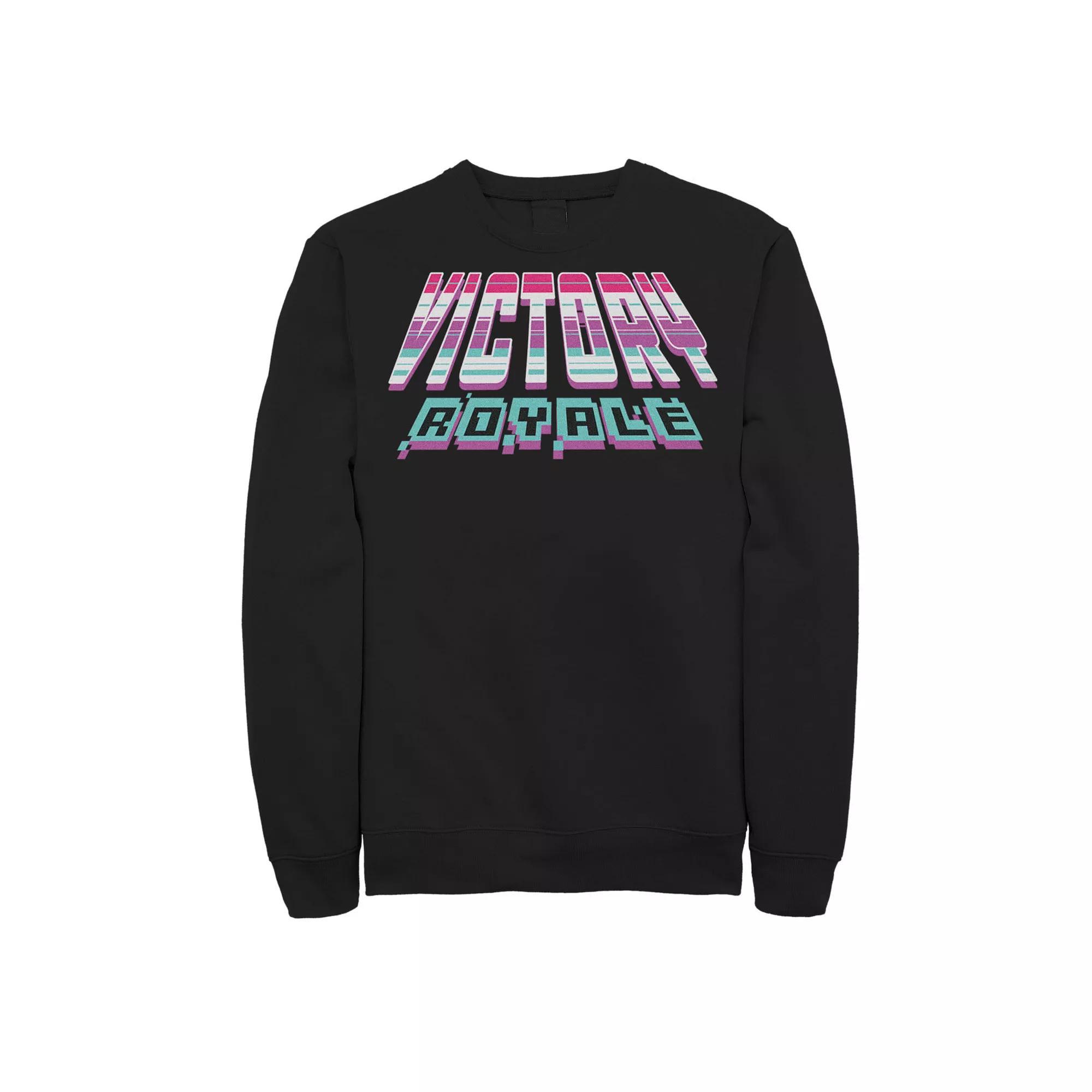 Men's Fortnite Victory Royale Gradient Text Graphic Fleece Pullover, Size: Large, Black Product Image
