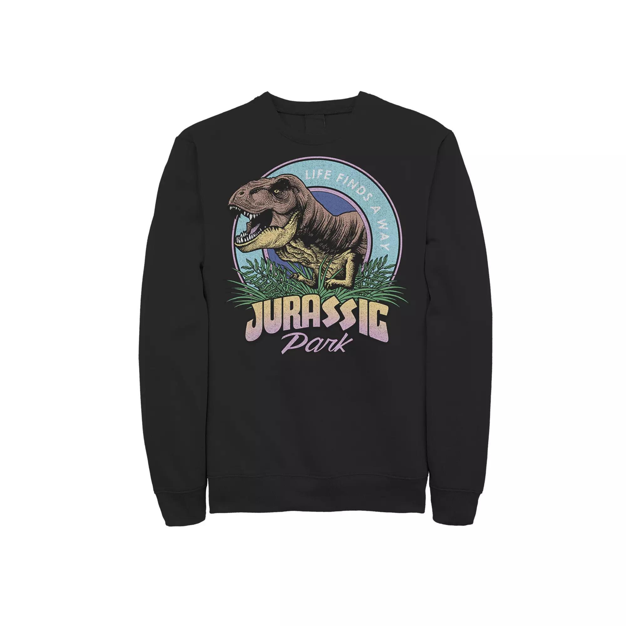 Men's Jurassic Park Life Finds A Way Vibrant Fleece Graphic Pullover, Size: XL, Black Product Image