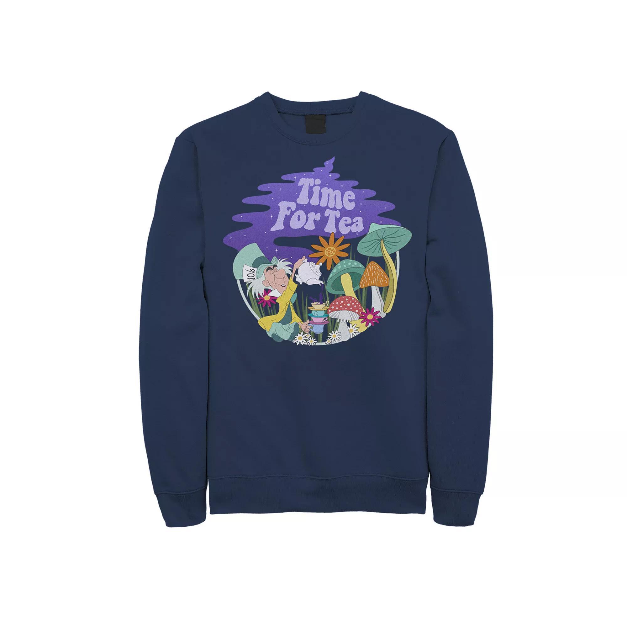 Disney's Alice In Wonderland Mad Hatter Time For Tea Men's Sweatshirt, Size: Large, Blue Product Image