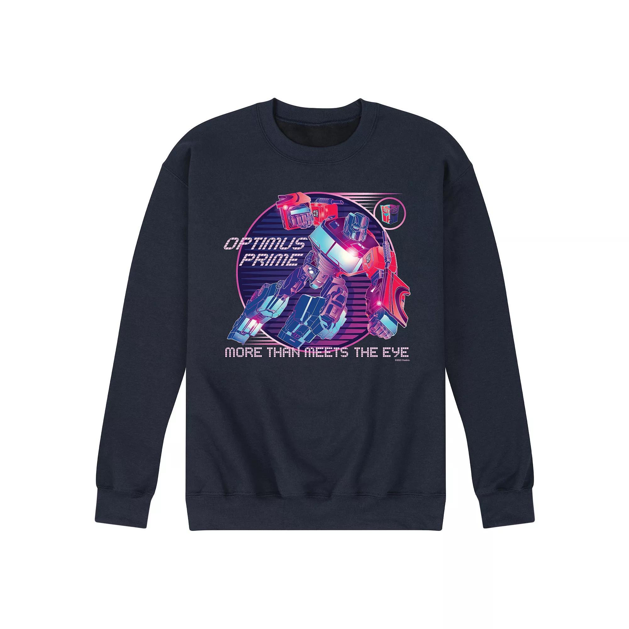 Mens Transformers Optimus Prime Verse Badge Fleece Sweatshirt Blue Product Image