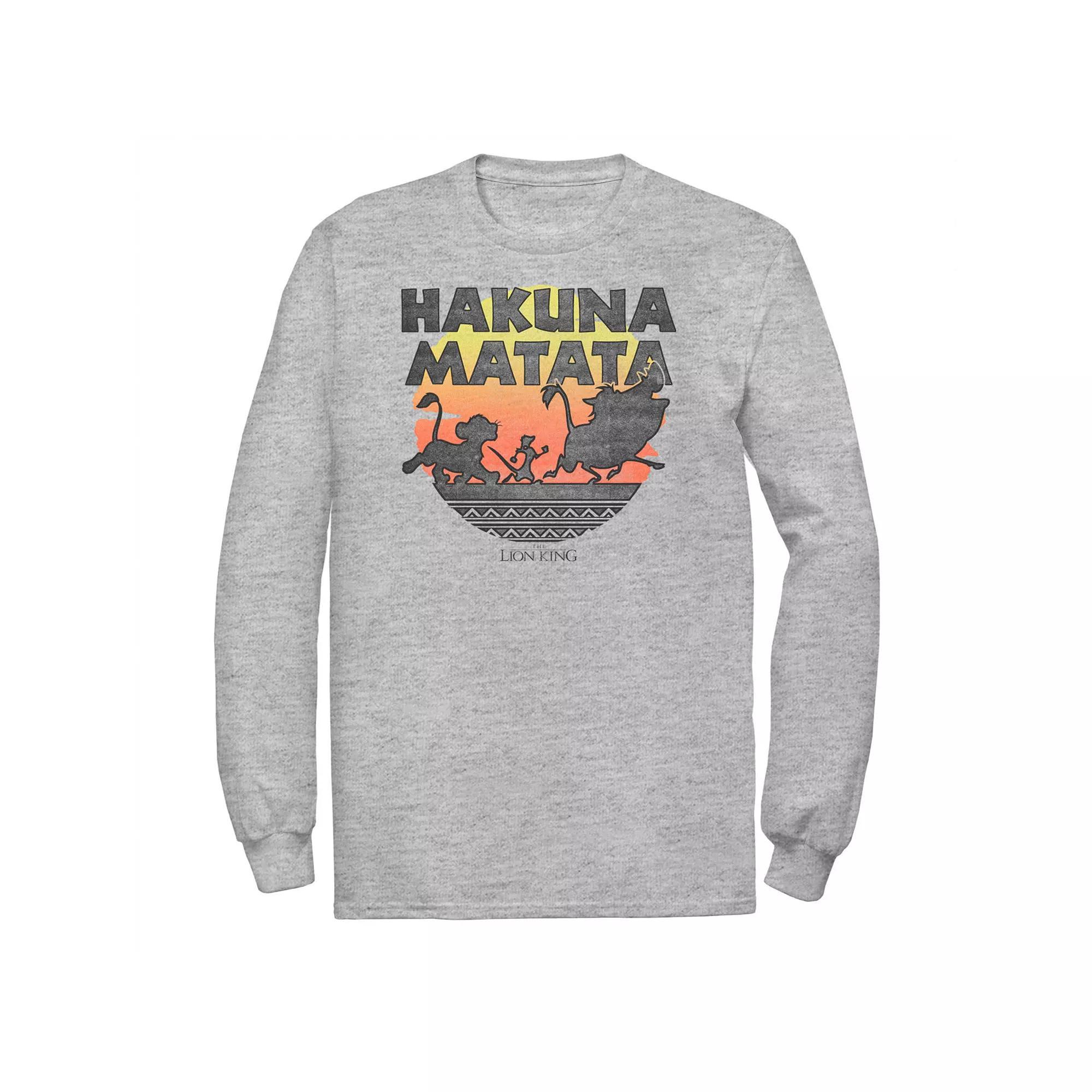 Disney's Lion King Big & Tall Hakuna Matata Sunset Simba Timon & Pumbaa Long Sleeve Graphic Tee, Men's, Size: 3XL Tall, Athletic Grey Product Image