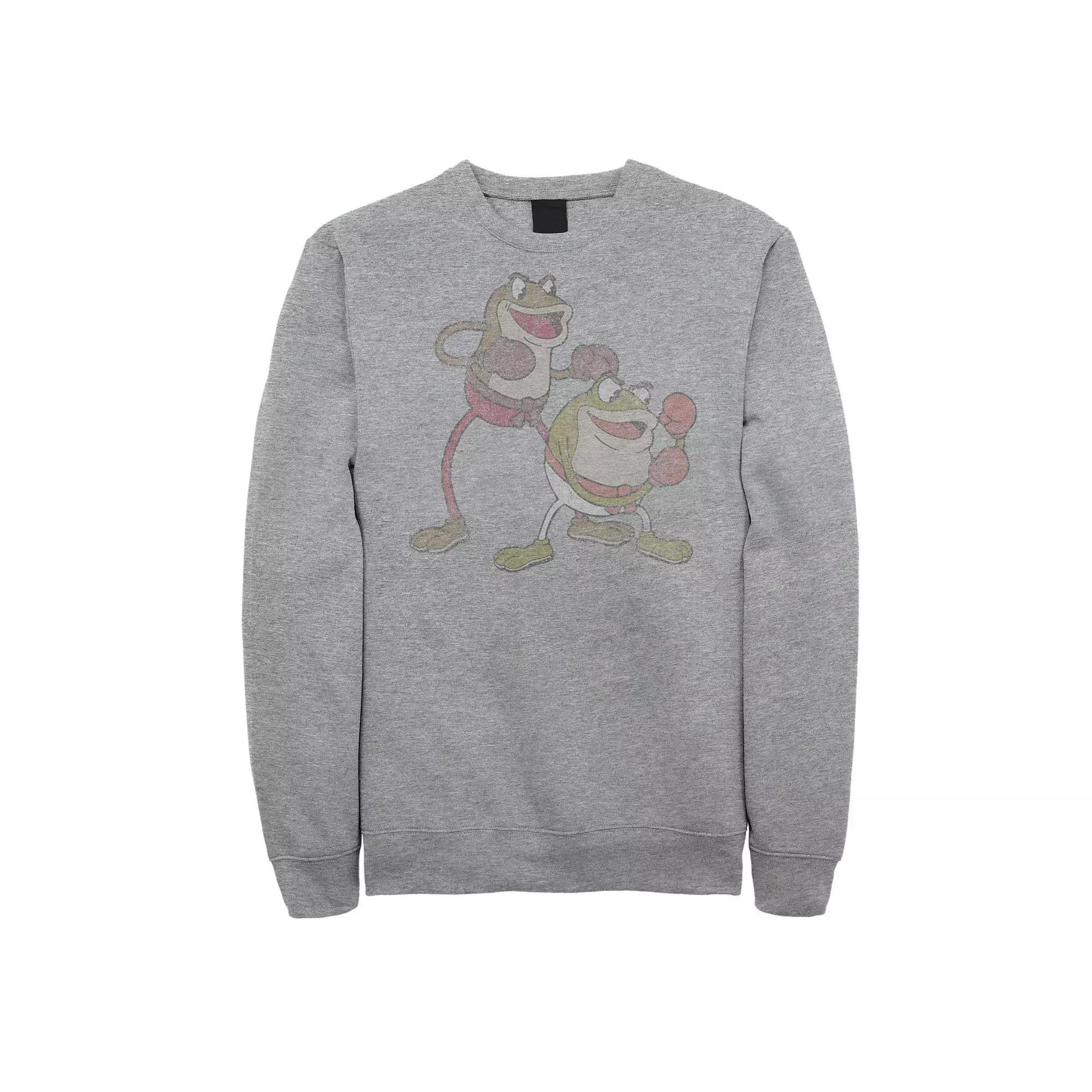 Big & Tall Cuphead Ribby And Croaks Boxing Frogs Sweatshirt, Men's, Size: 3XL, Athletic Grey Product Image