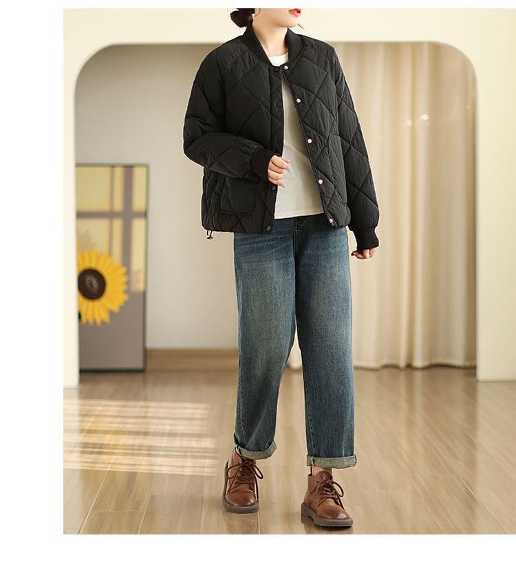 Plain Quilted Single-Breasted Jacket Product Image