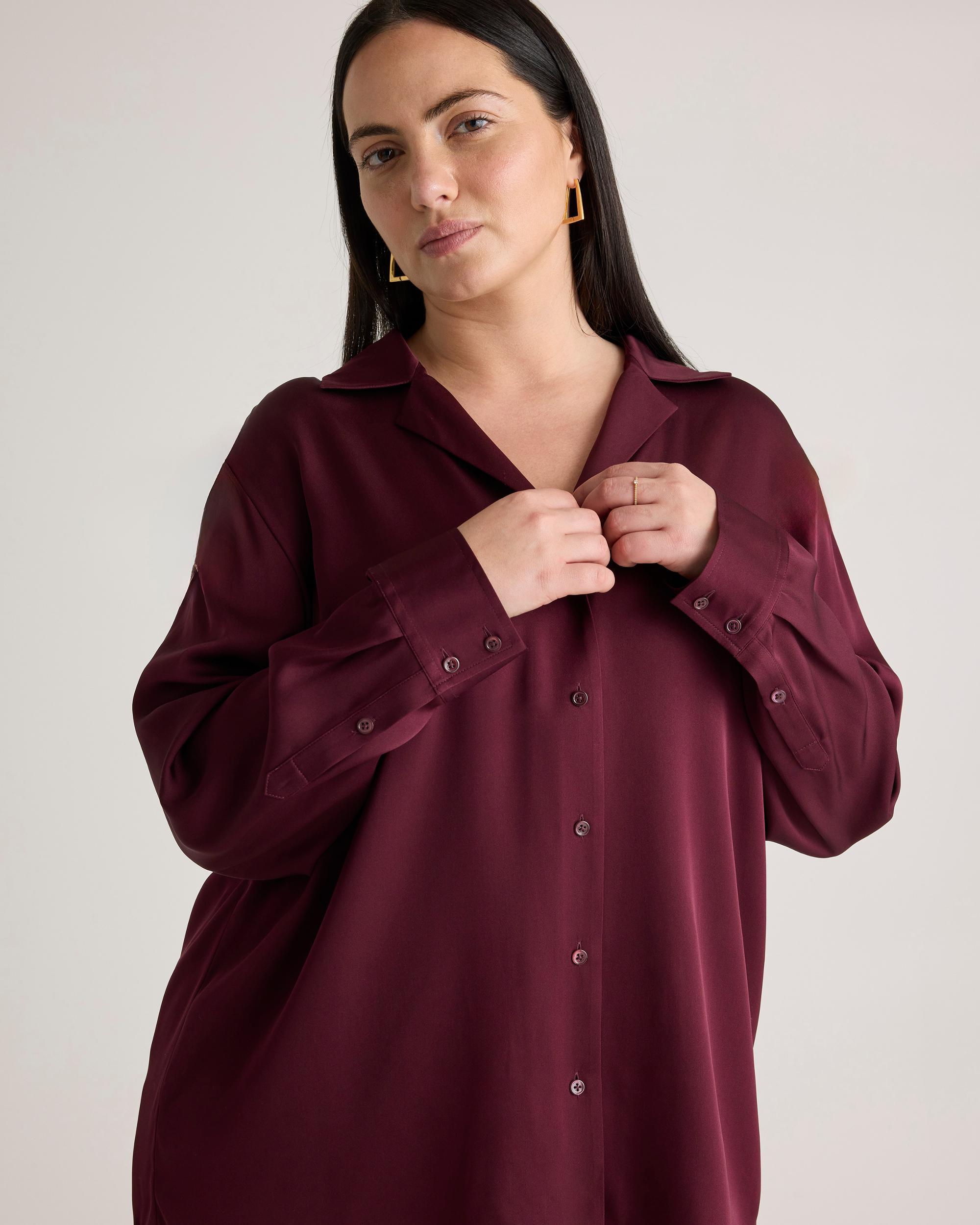 Washable Stretch Silk Notch Collar Blouse - Plus Size Product Image