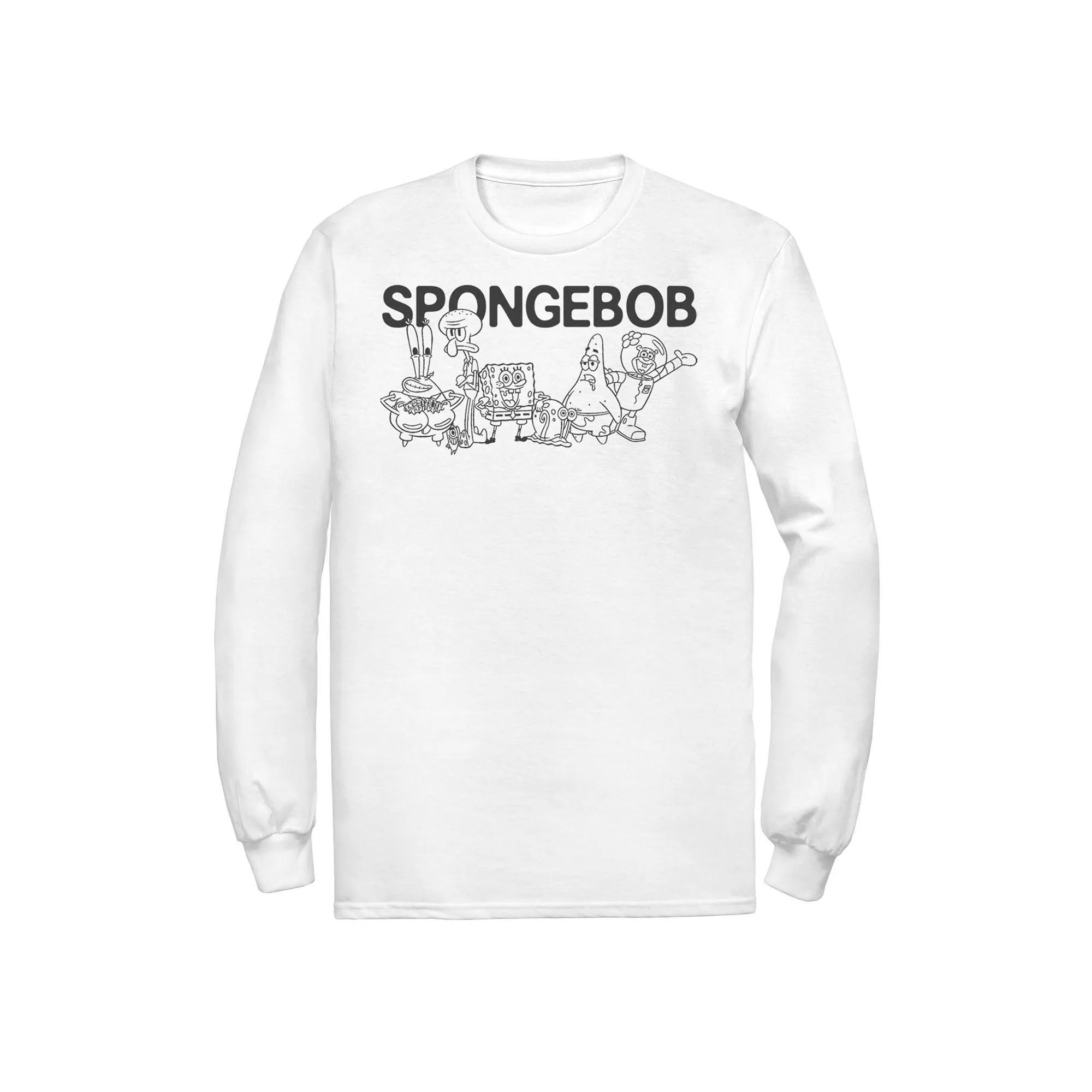 Men's SpongeBob Group Shot Outlines Tee, Size: Large, White Product Image