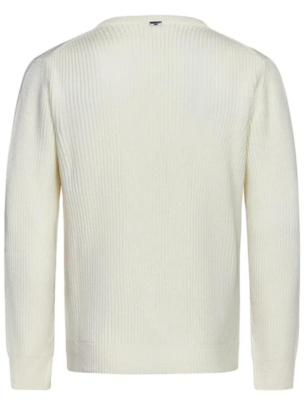 HERNO Logo Plaque Crew Neck Sweater In White Product Image
