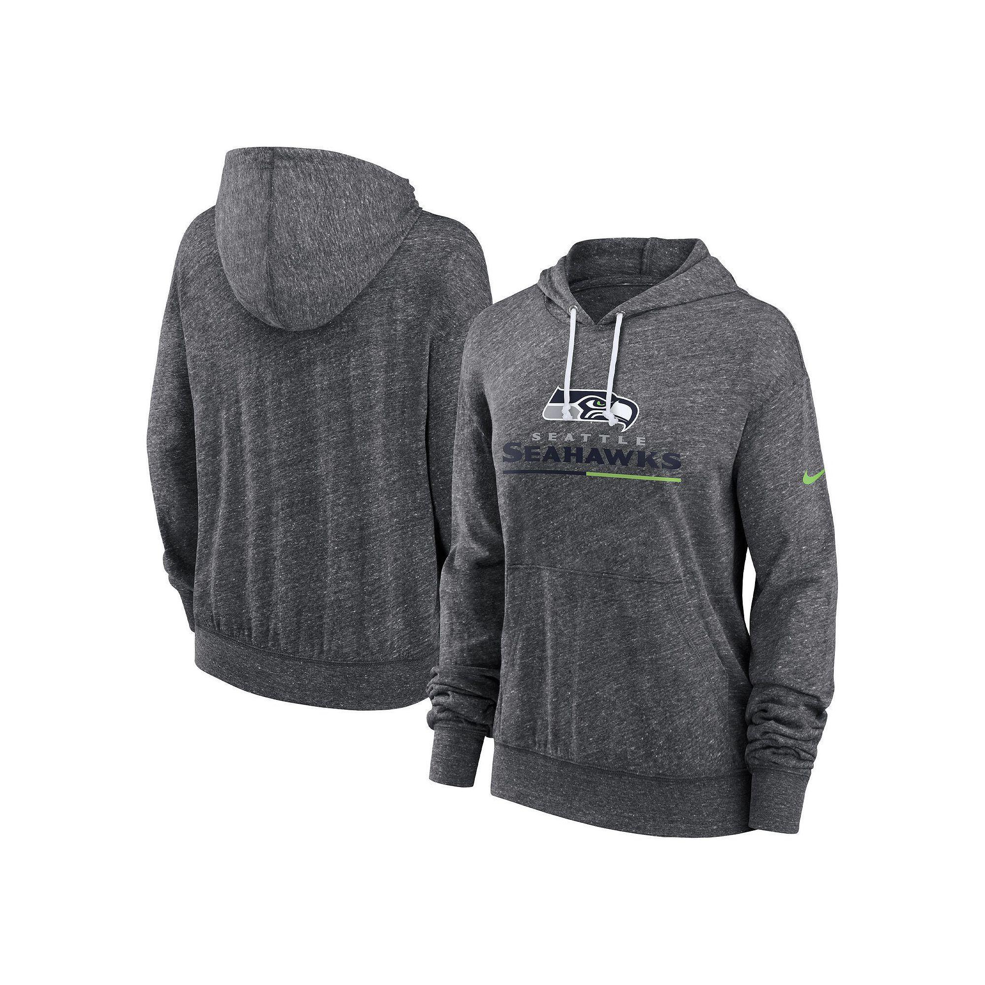 Women's Nike Heathered Charcoal Seattle Seahawks Team Spirit Gym Vintage Performance Pullover Hoodie, Size: Medium Product Image