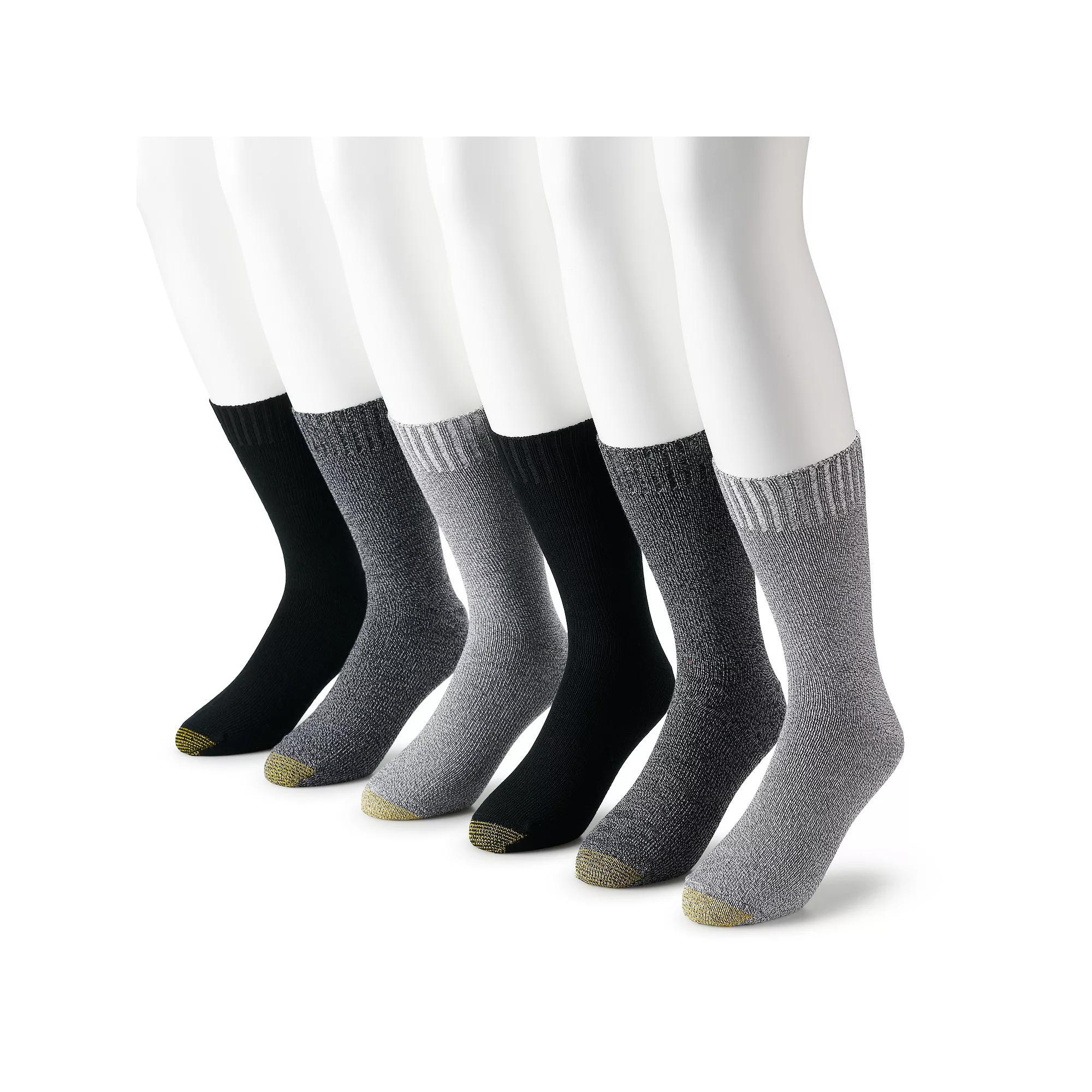Men's GOLDTOE® 6-Pack Extended Size Hudson Crew Socks, Size: 12-16, Gray Marl Product Image