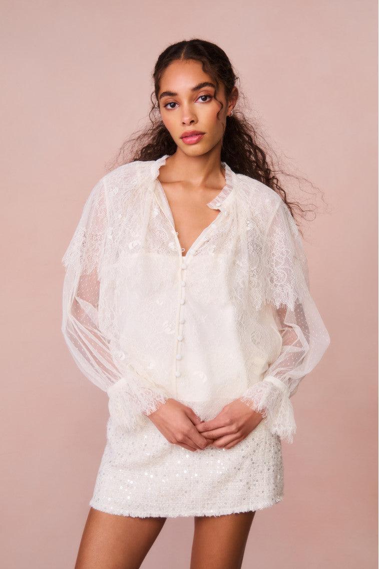 Duquette Sheer Lace Top Product Image