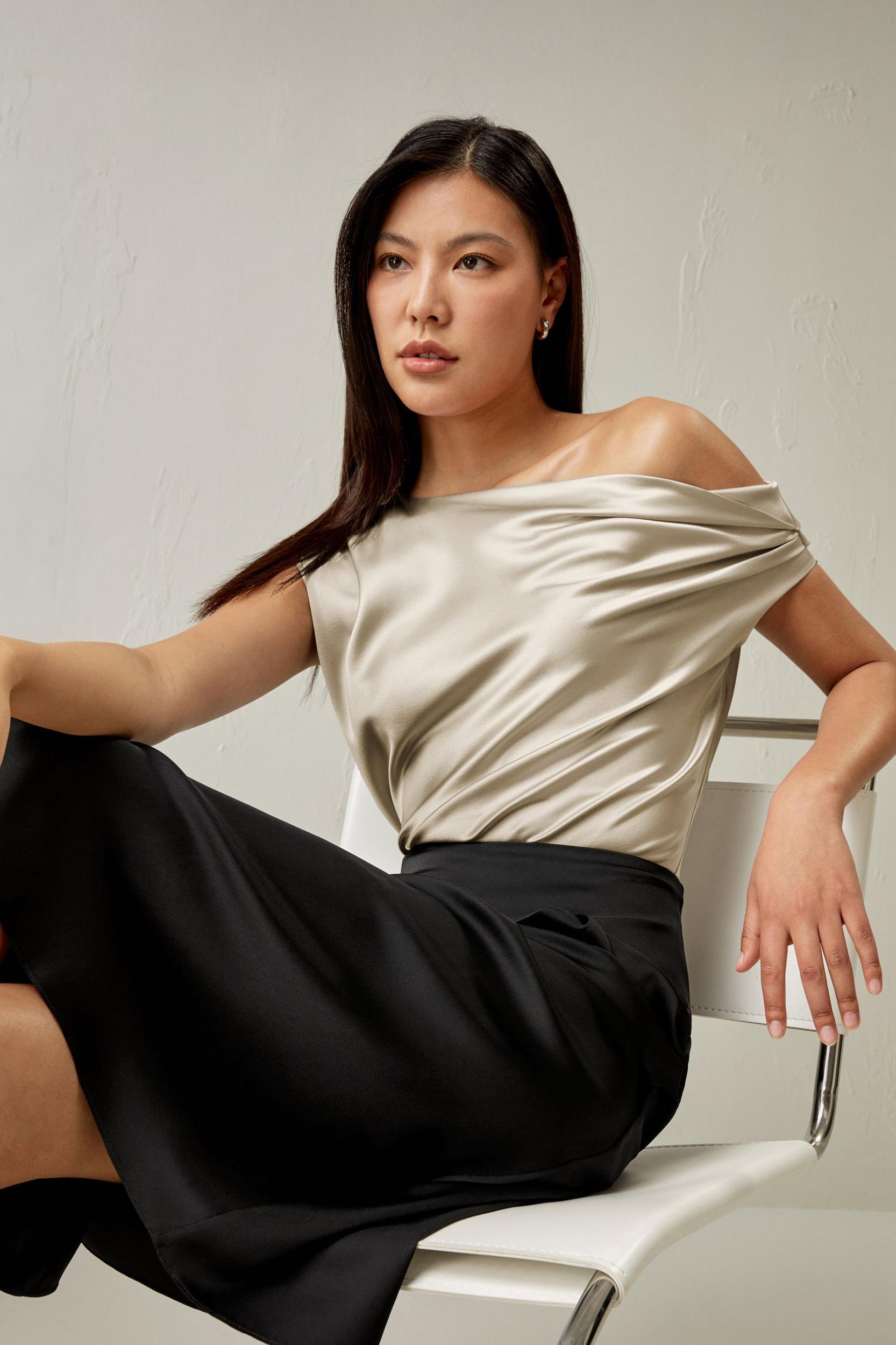 Boat Neck Silk Top Product Image