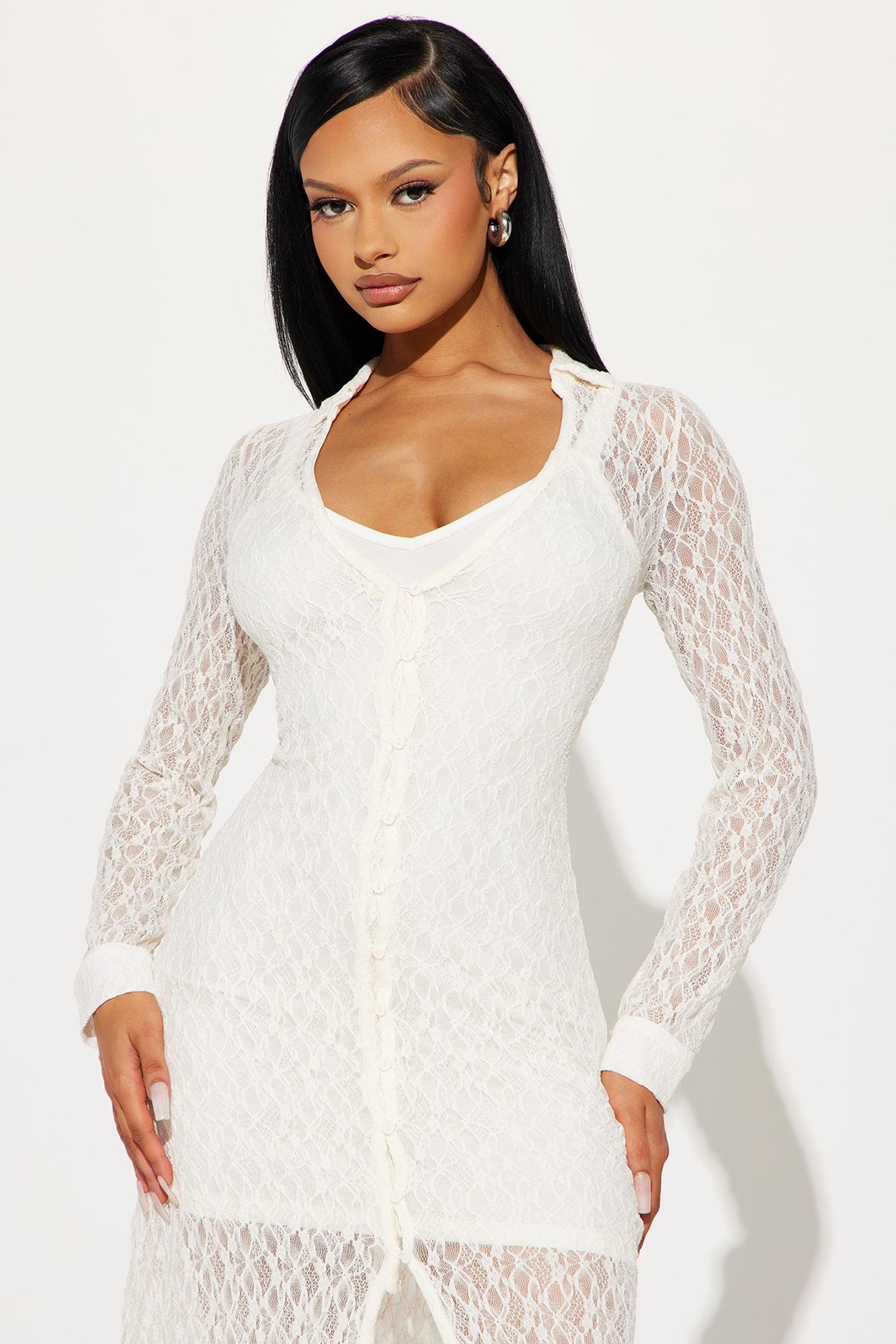 Grace Lace Midi Dress - Ivory Product Image
