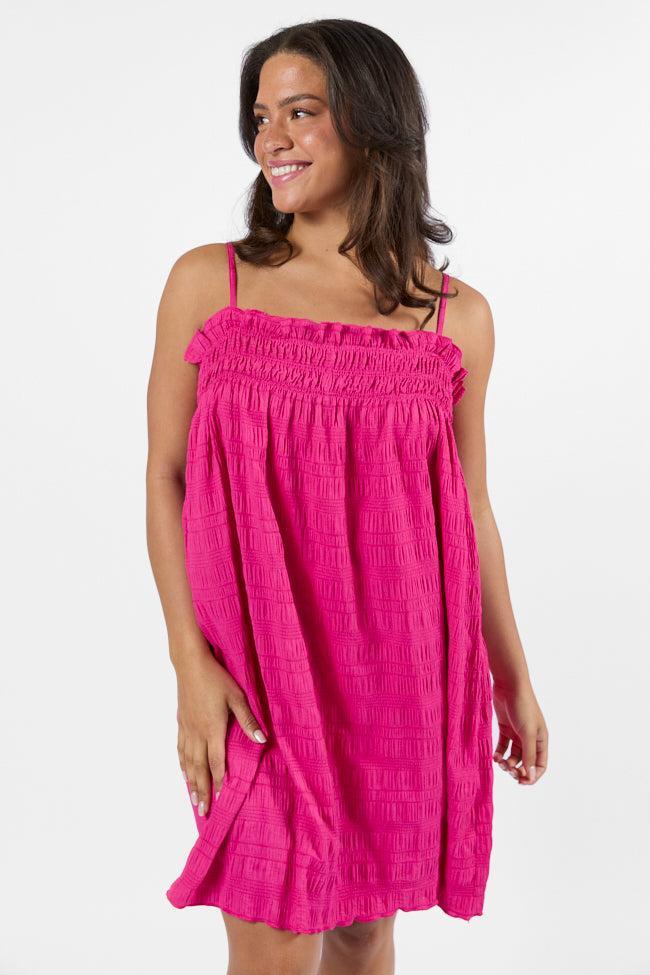 Tidal Tango Pink Textured Shift Romper Dress FINAL SALE Product Image